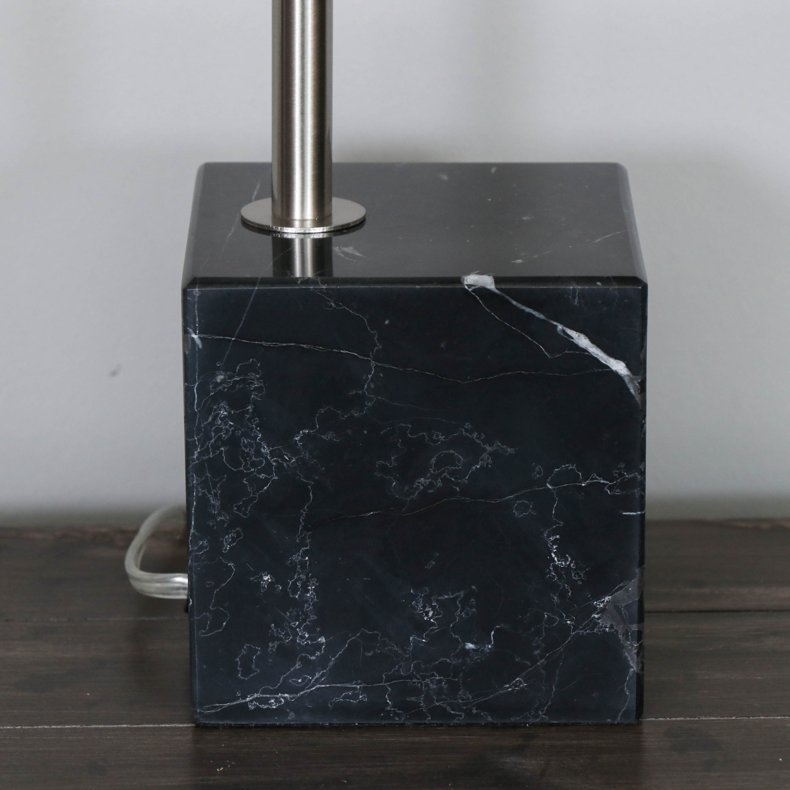 Brushed Chrome Arc Modern Desk Lamp with Marble Base