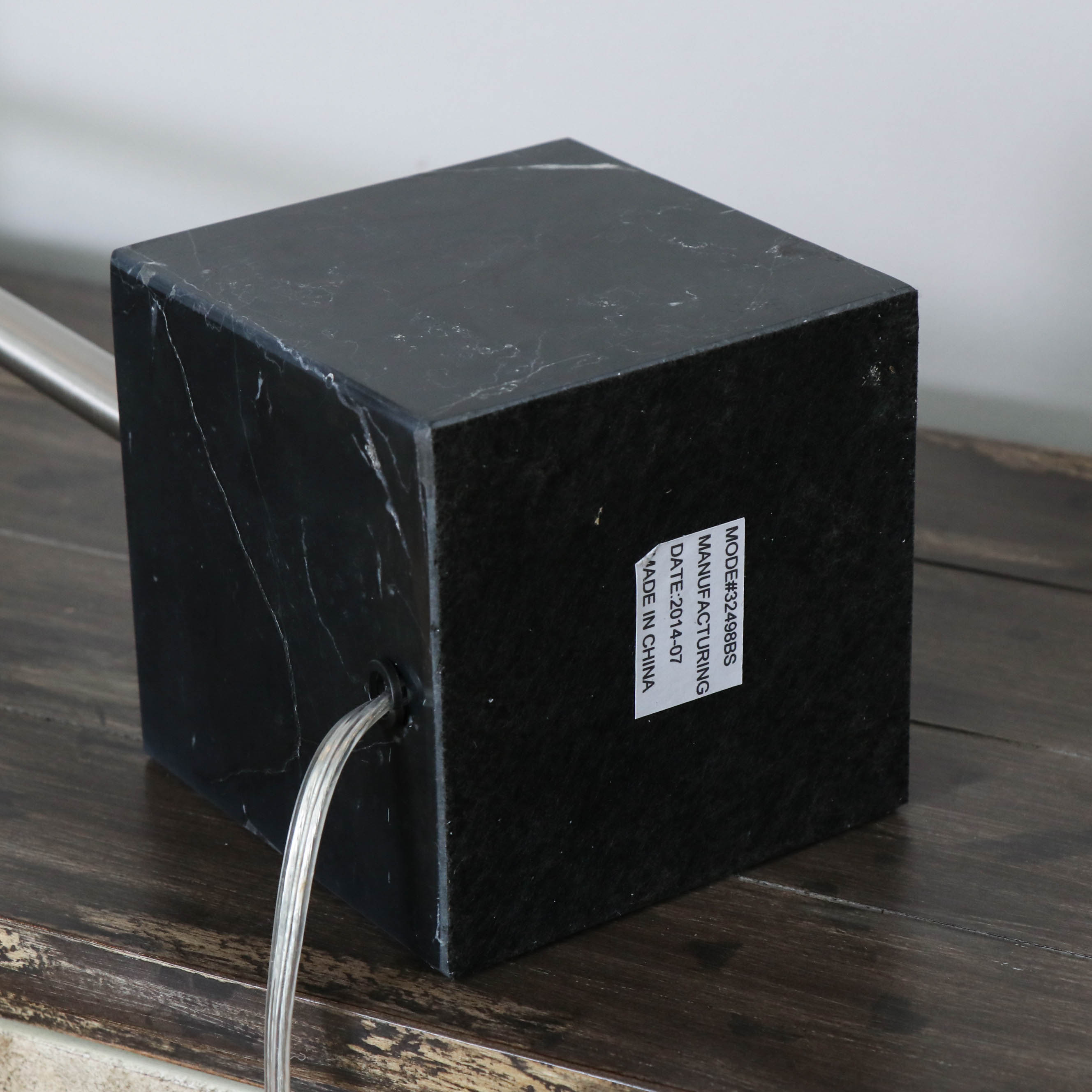 Brushed Chrome Arc Modern Desk Lamp with Marble Base