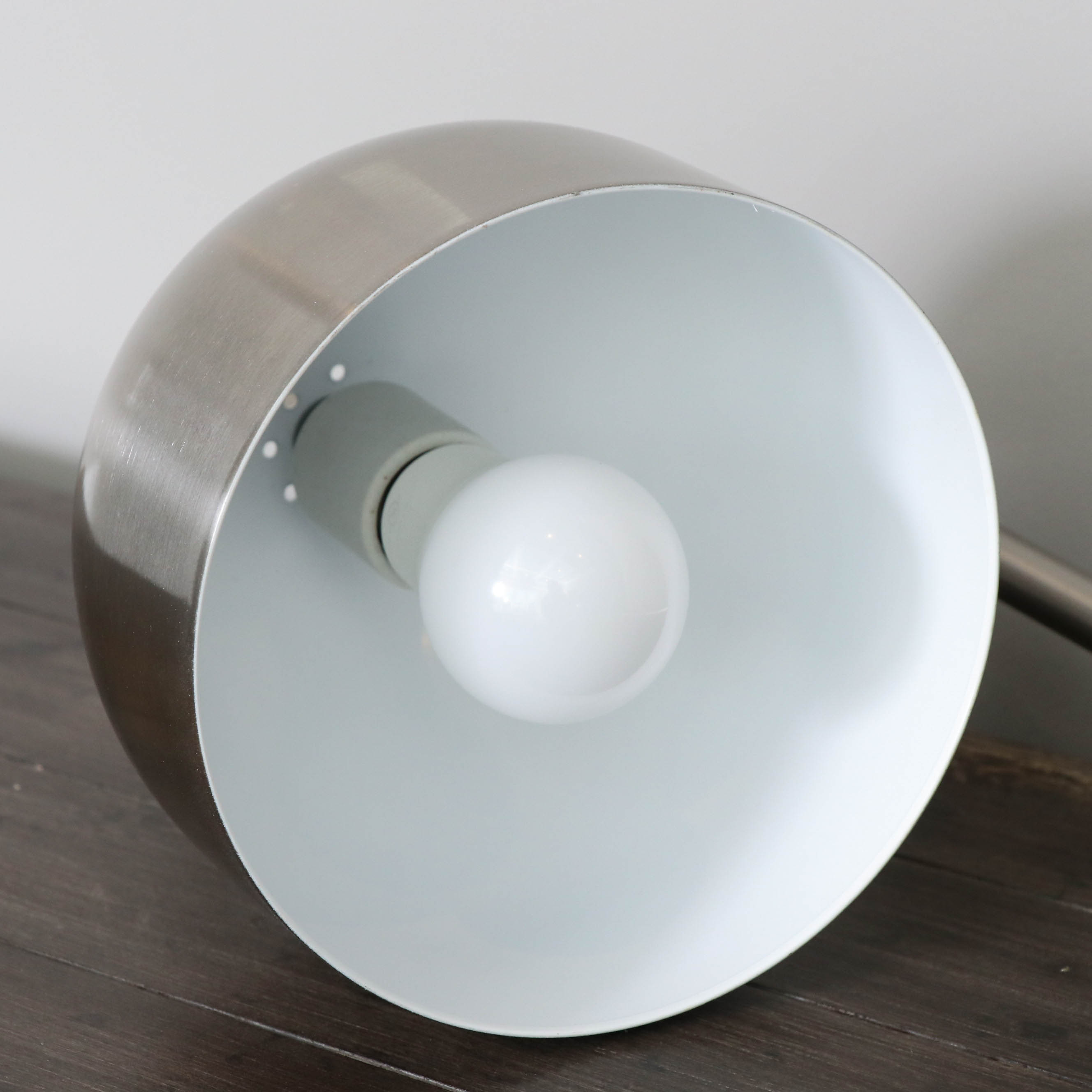 Brushed Chrome Arc Modern Desk Lamp with Marble Base