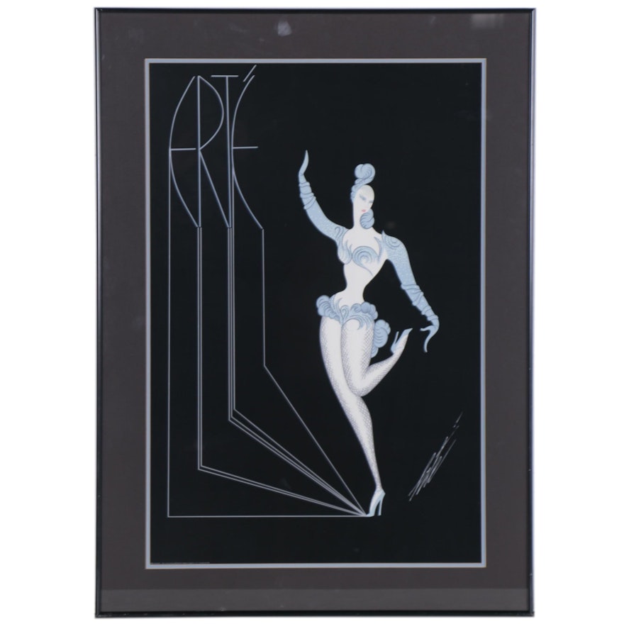 Serigraph after Erté "Dancer in Blue," Late 20th Century