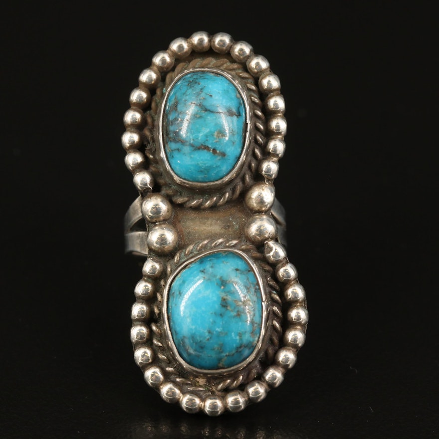 Southwestern Style Sterling Silver Turquoise Pointer Ring