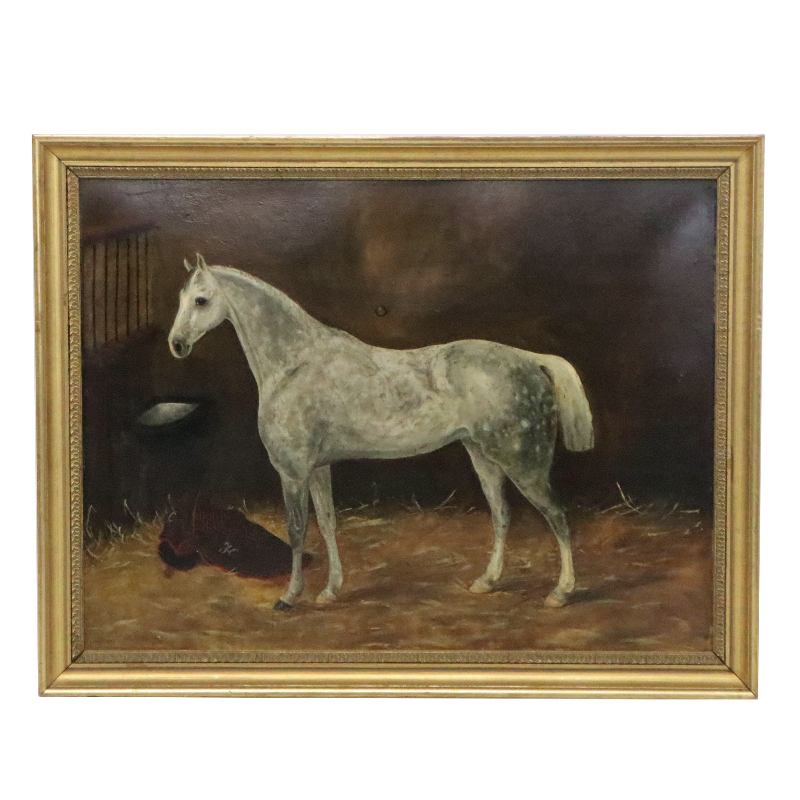 Oil Painting of a Dapple-Grey Horse, circa 1900