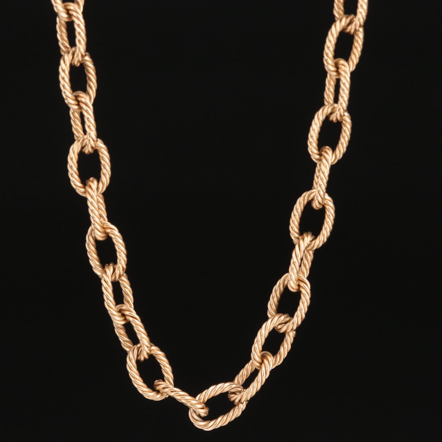 Vintage 14K Cable Chain Link Necklace