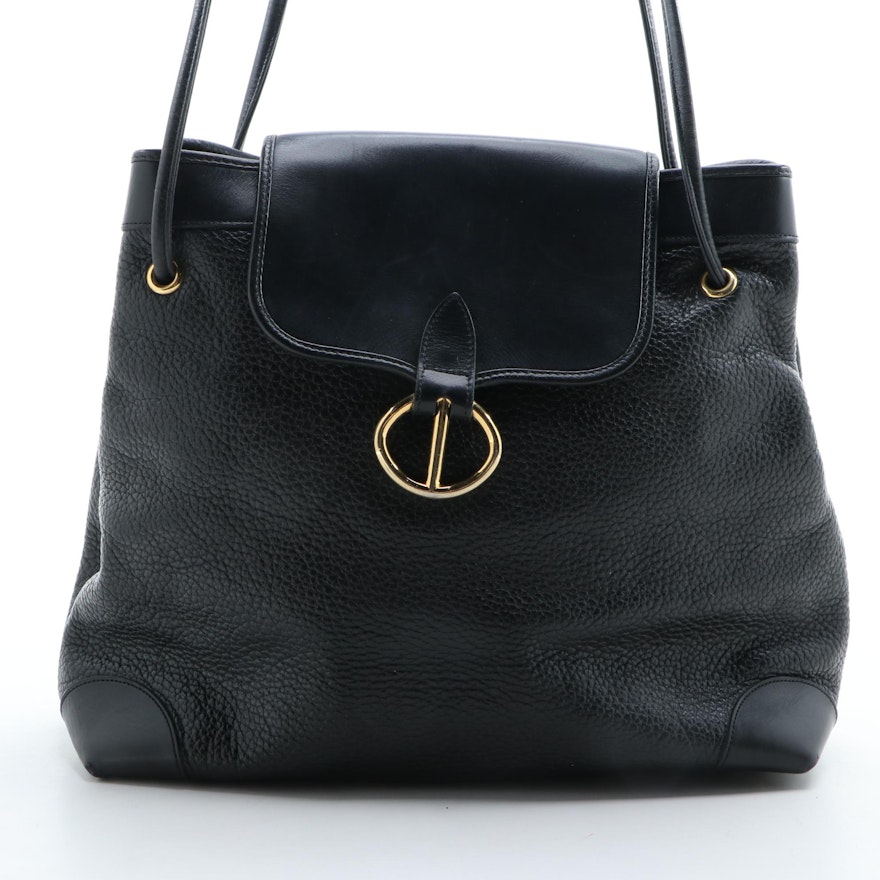 Christian Dior Black Grained Leather Shoulder Bag