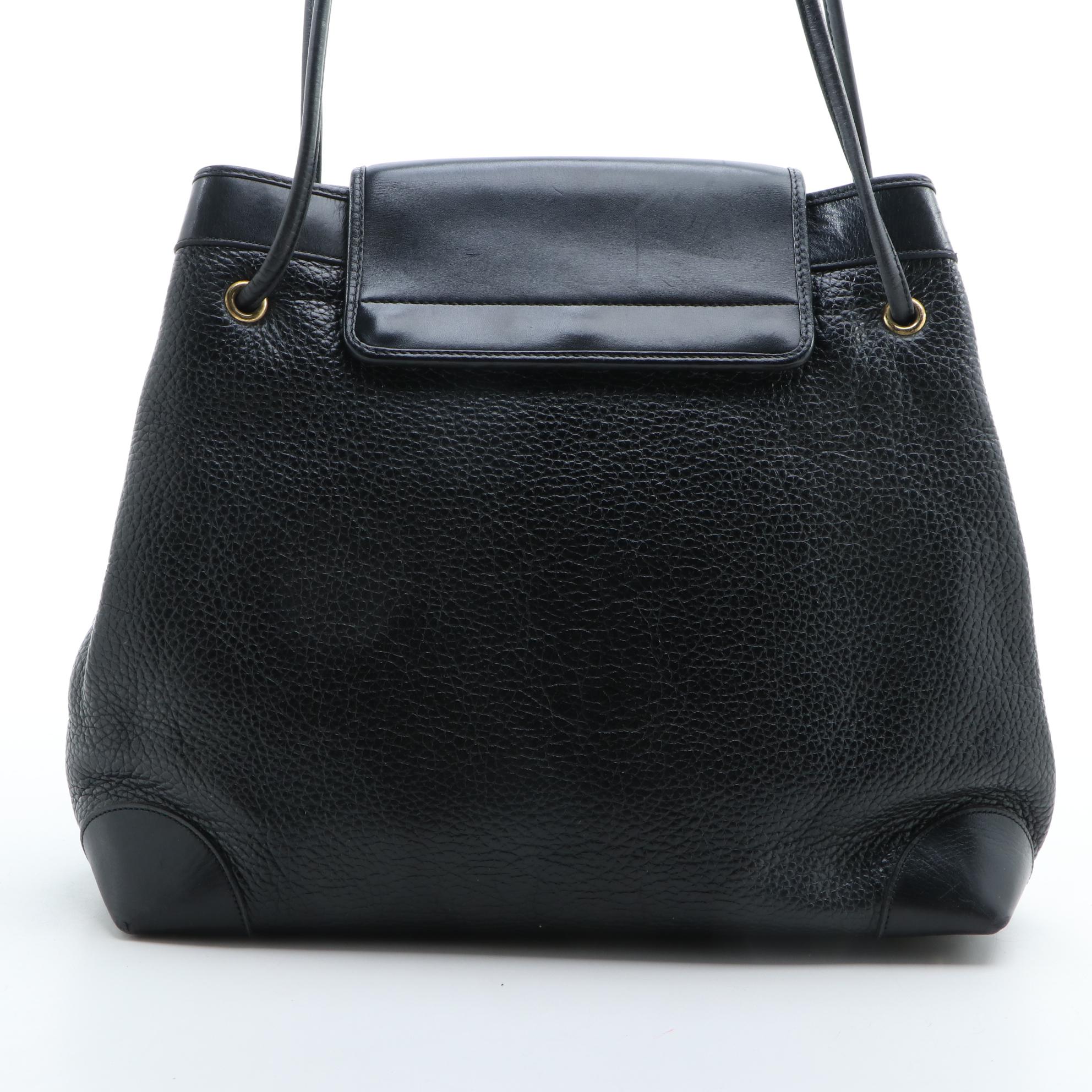 Christian Dior Black Grained Leather Shoulder Bag