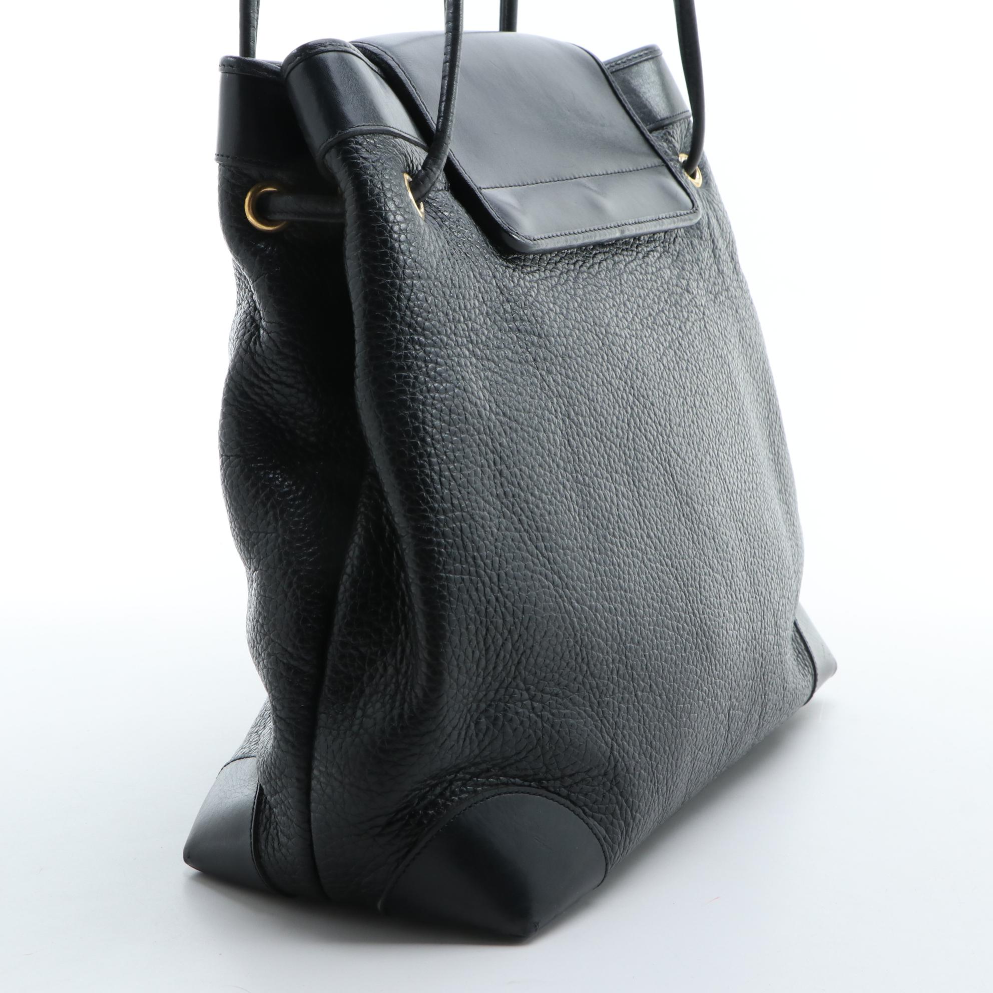 Christian Dior Black Grained Leather Shoulder Bag