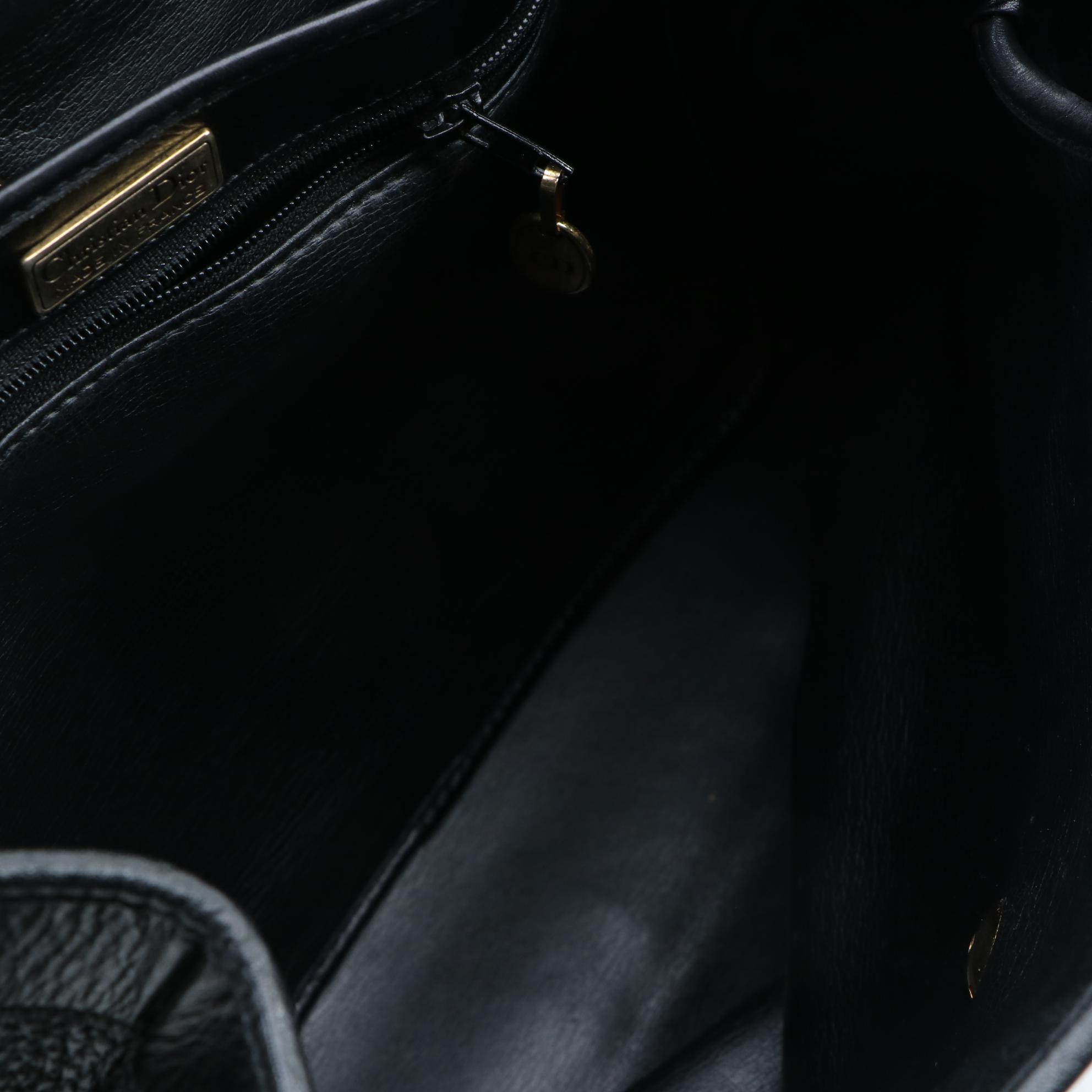 Christian Dior Black Grained Leather Shoulder Bag