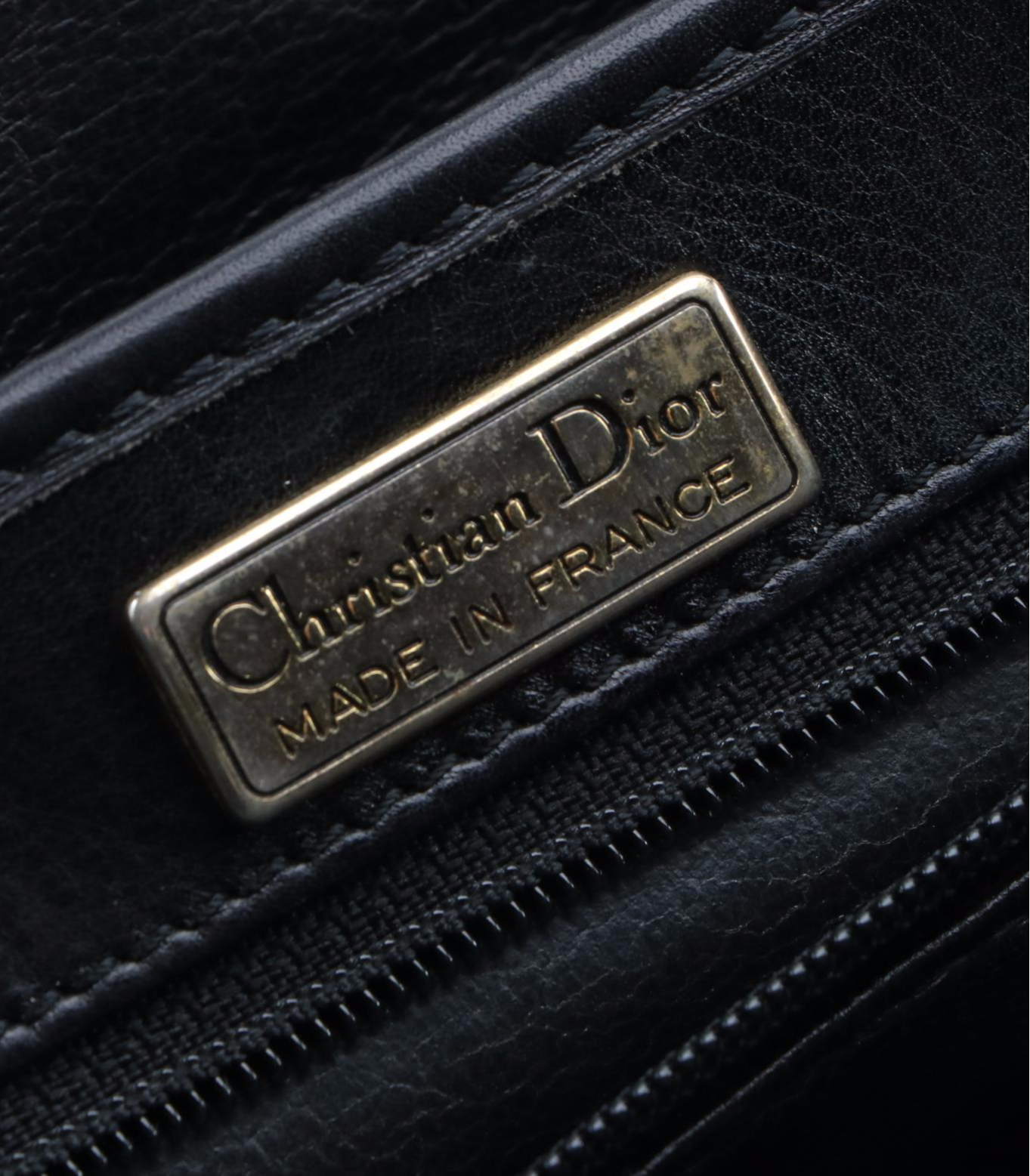 Christian Dior Black Grained Leather Shoulder Bag