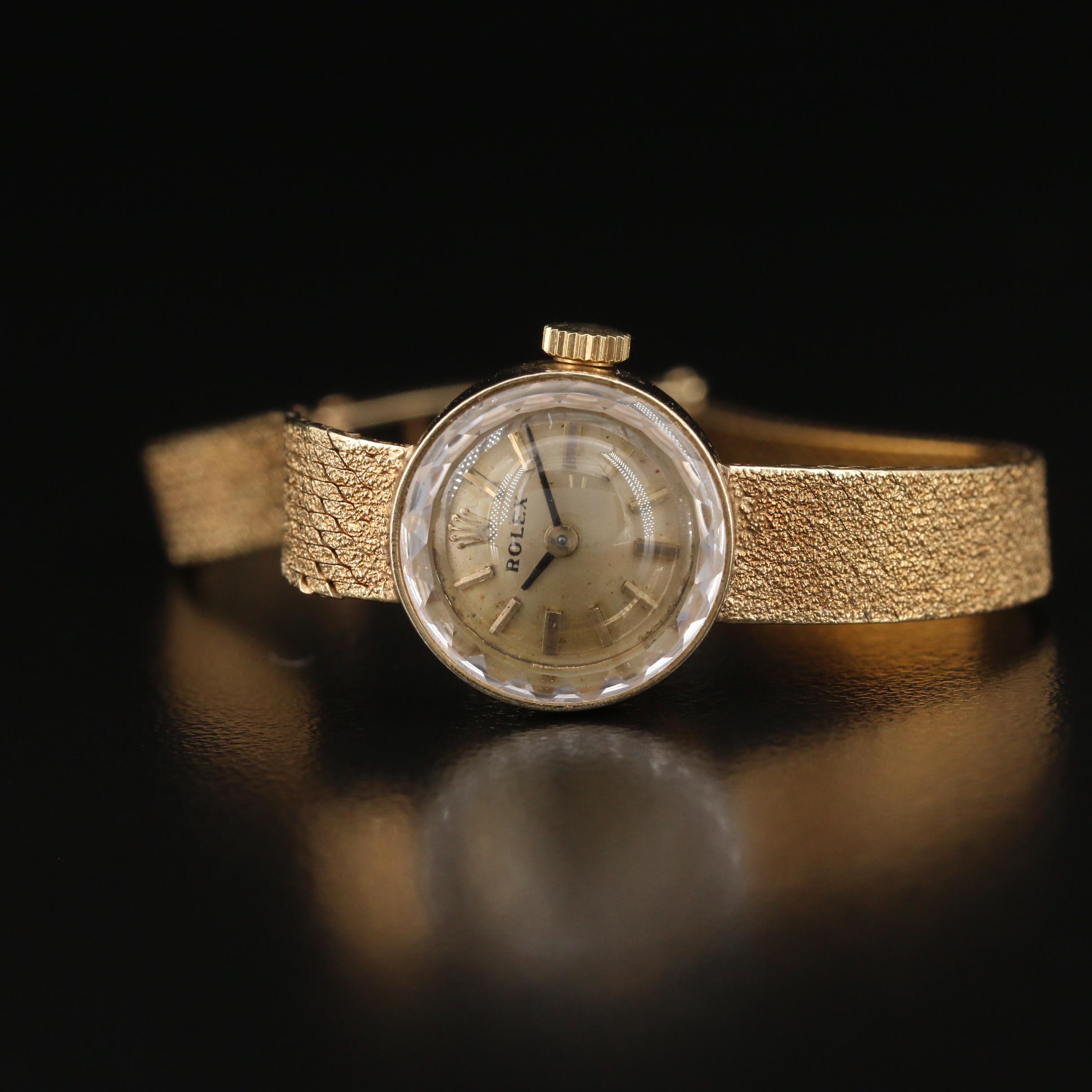 Vintage Rolex 14K Yellow Gold Stem Wind Watch