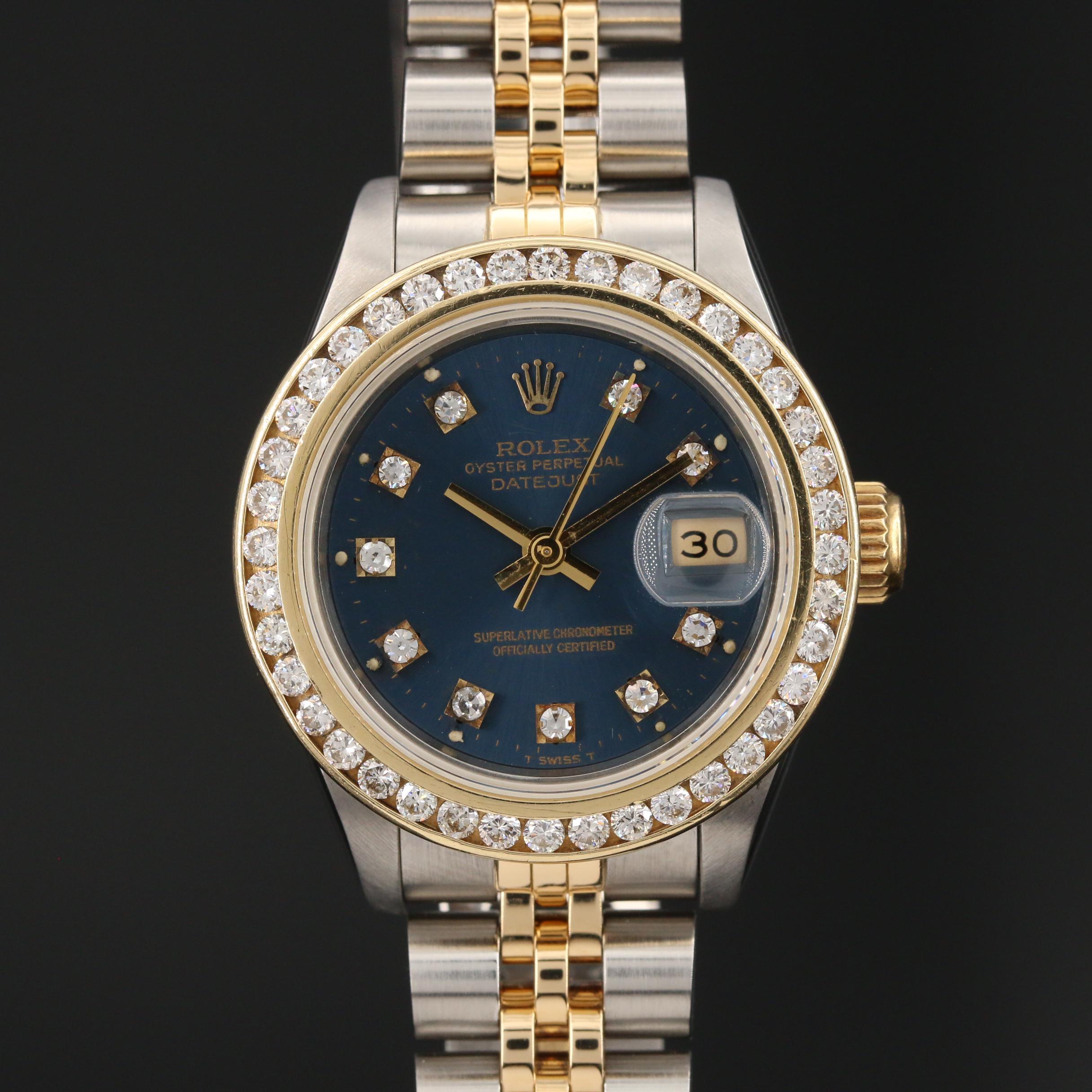 1986 Rolex Datejust 1.24 CTW Diamond, 18K Gold and Stainless Steel Watch