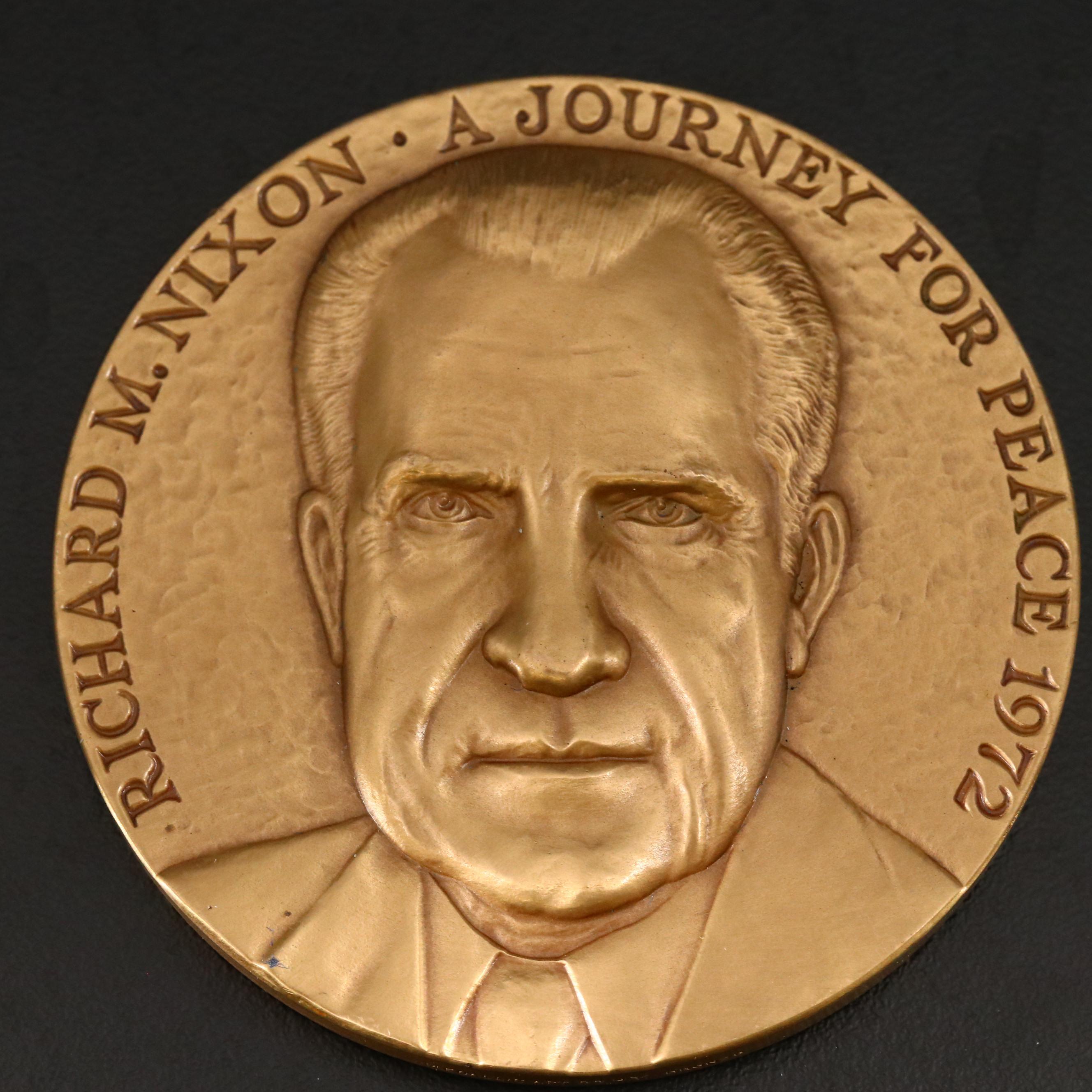 Richard Nixon "Journey for Peace" Brass Medallion, 1972.