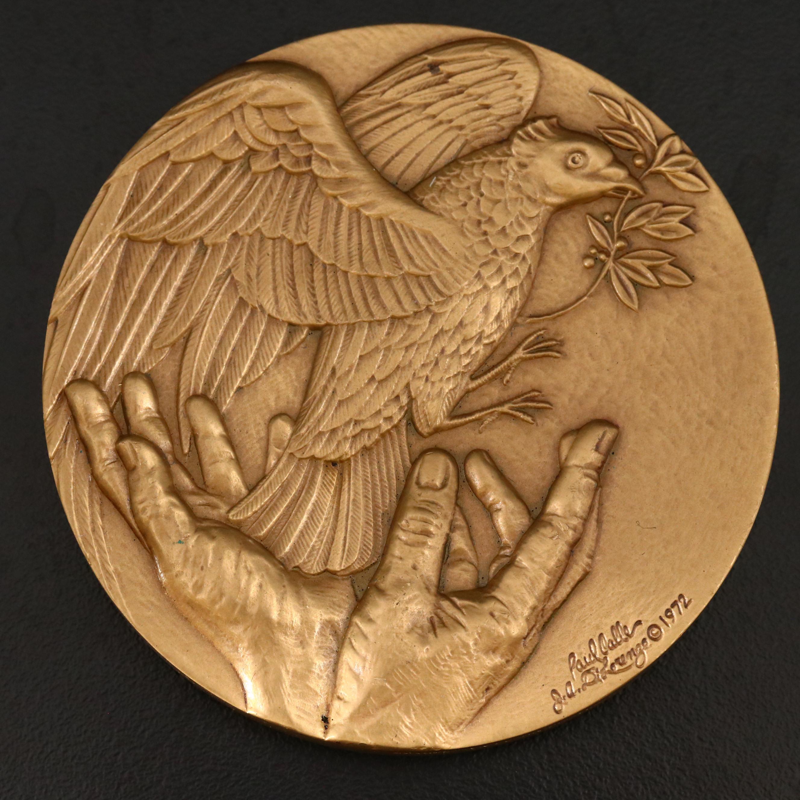 Richard Nixon "Journey for Peace" Brass Medallion, 1972.