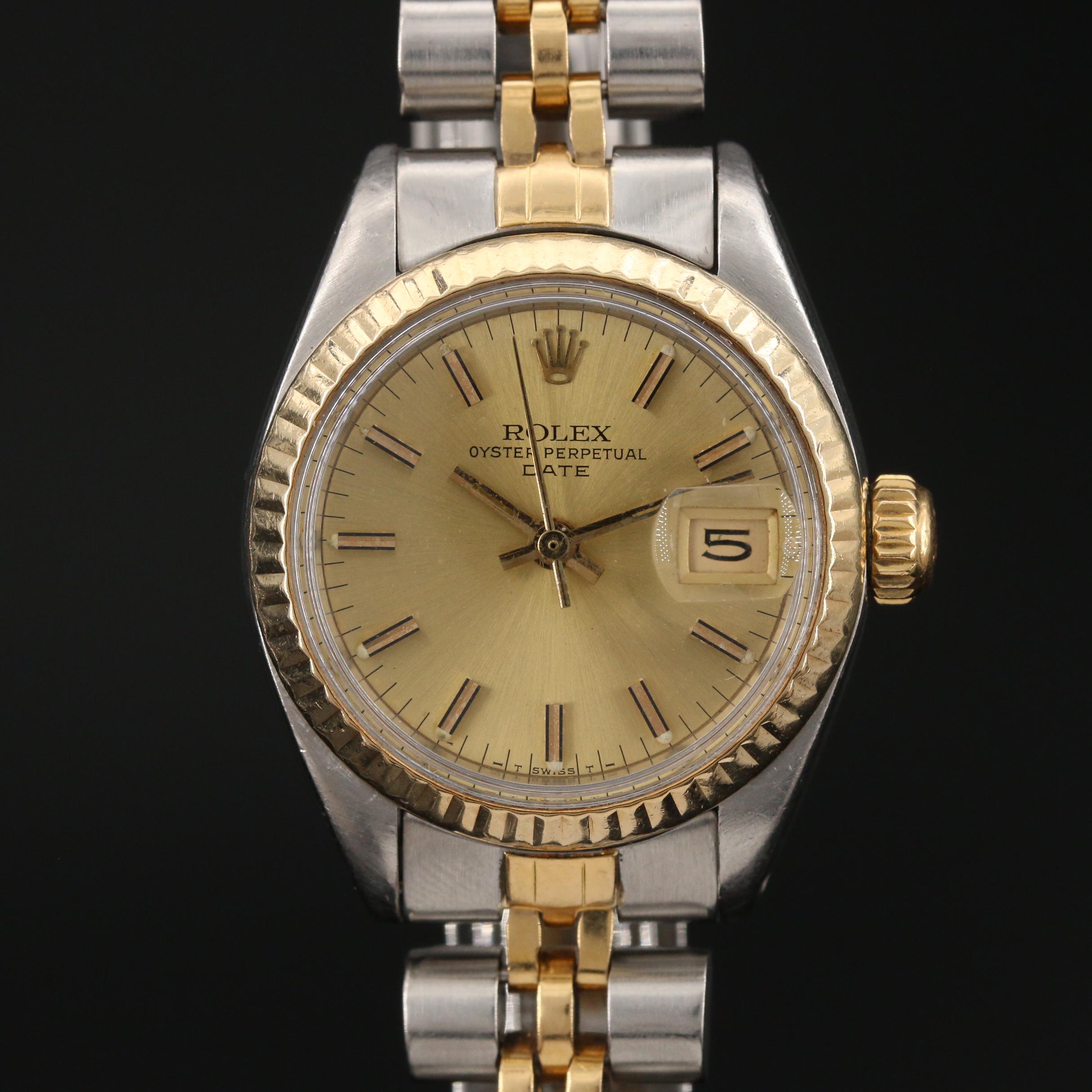 1982 Rolex Date 18K Gold and Stainless Steel Automatic Watch