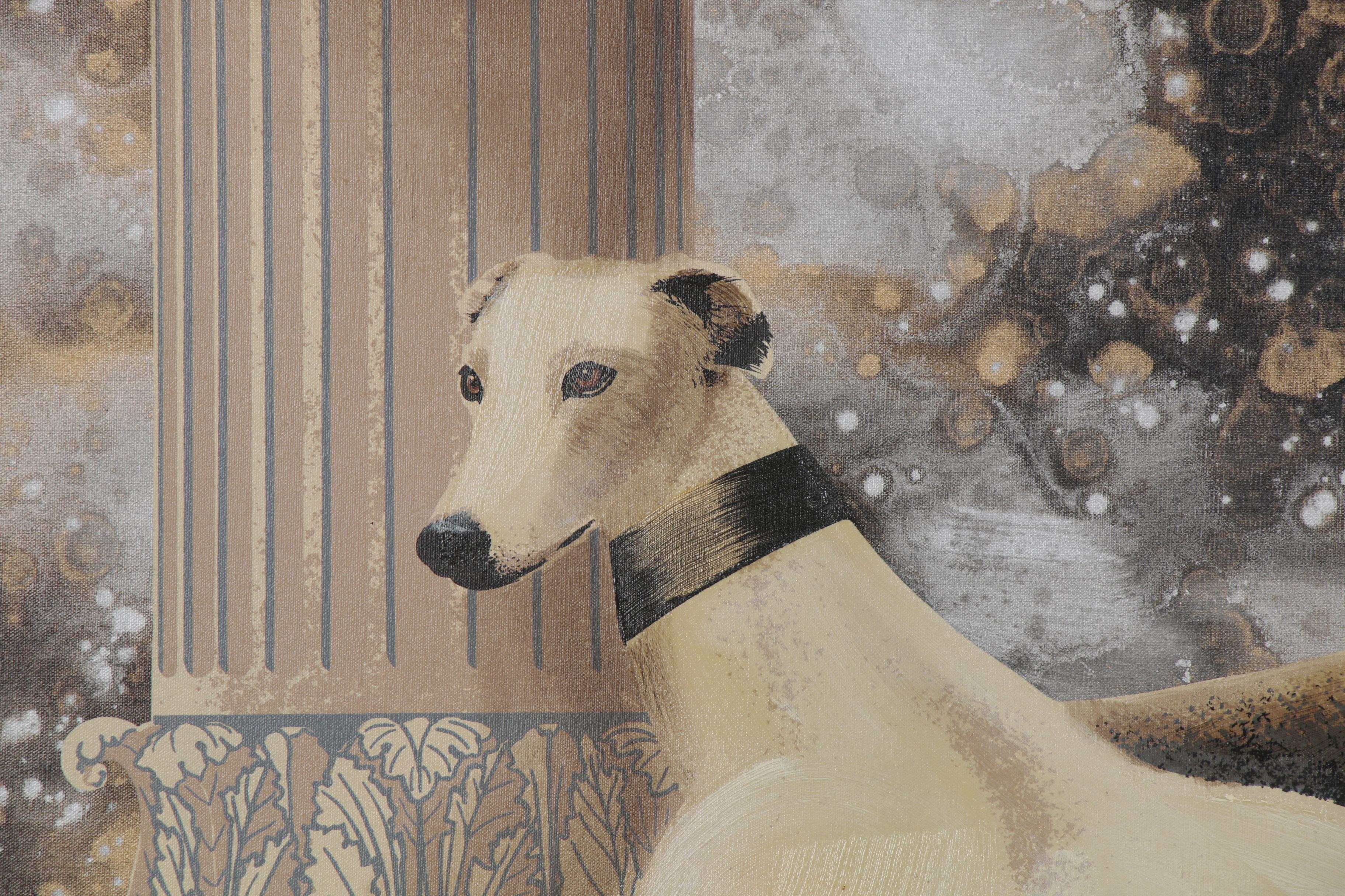 Van Stafford Oil Painting of Greyhounds, Late 20th to 21st Century