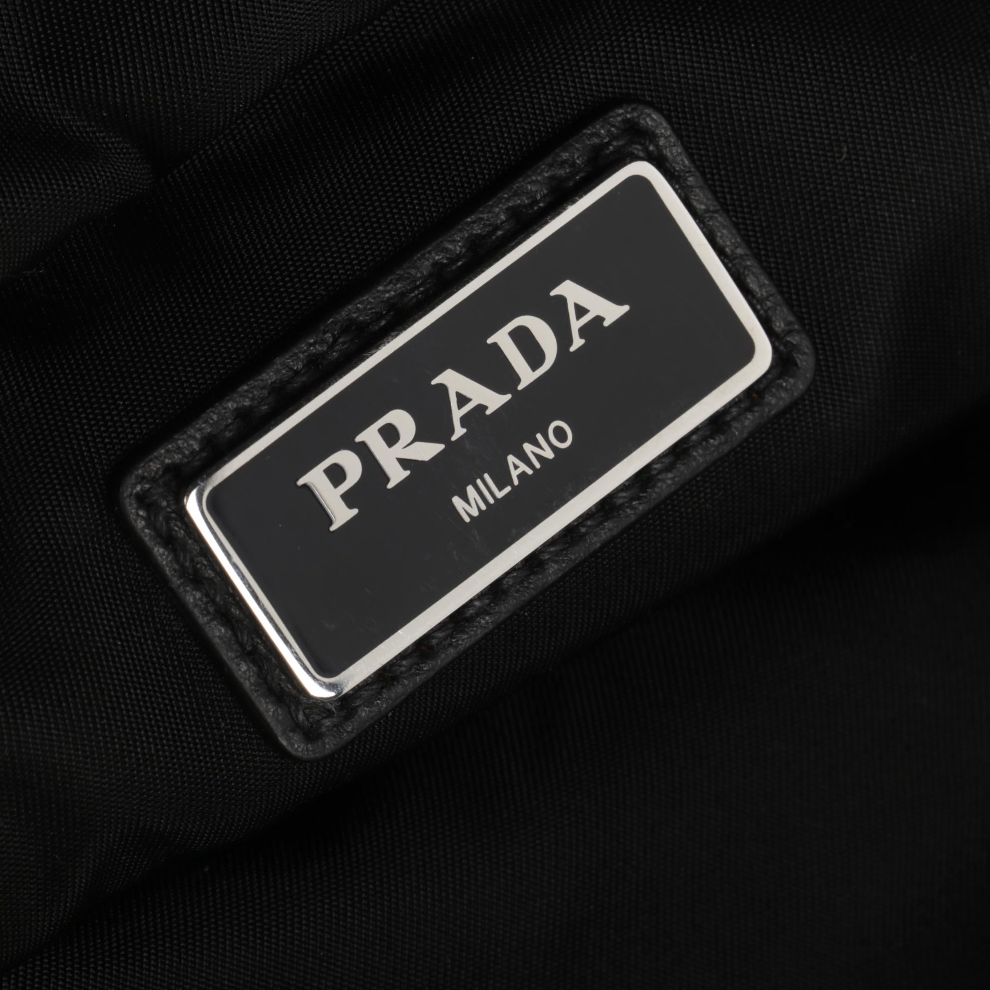 Prada Belt Bag in Printed Leather and Black Tessuto Nylon