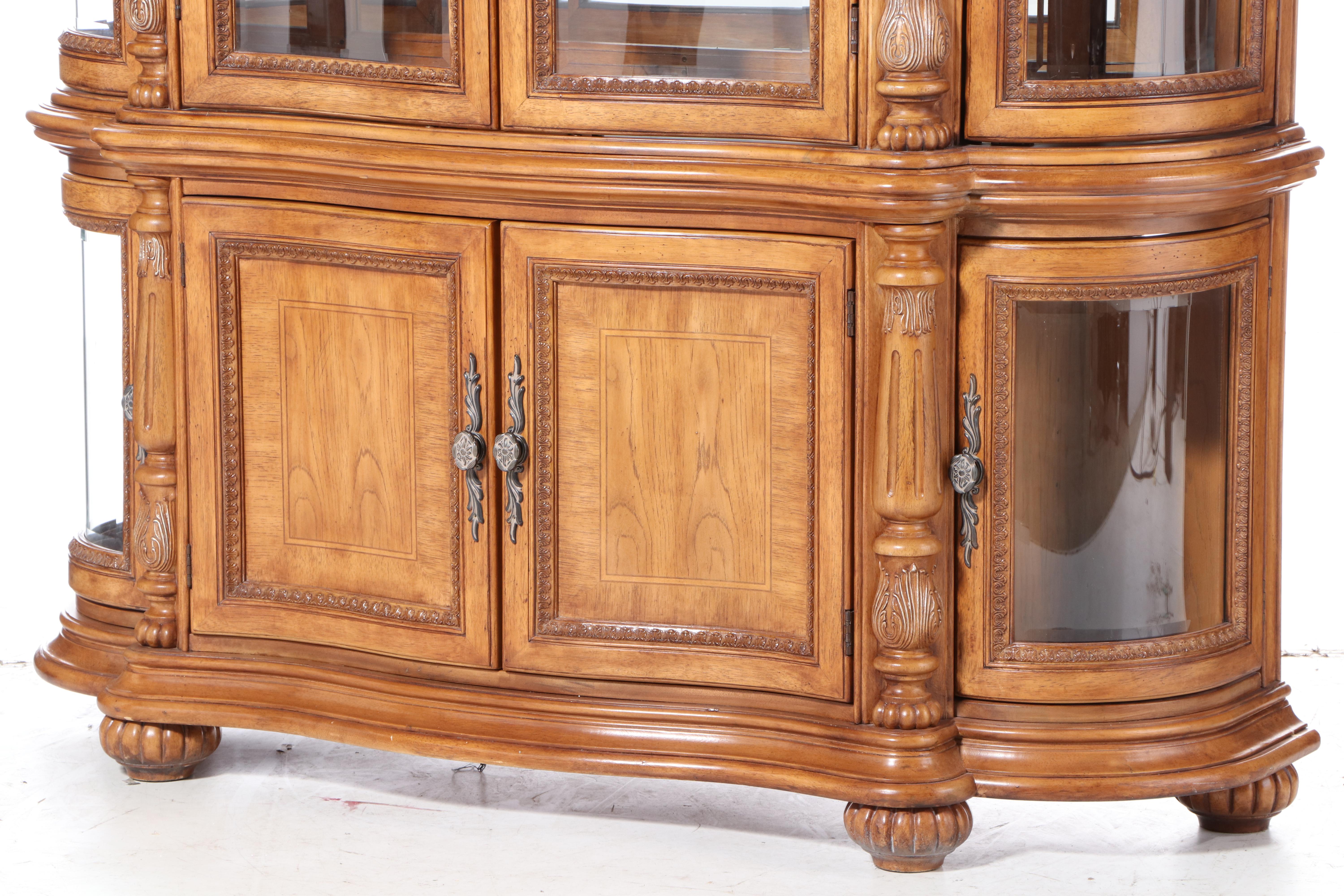 Baroque Style Two-Piece Illuminated China Cabinet