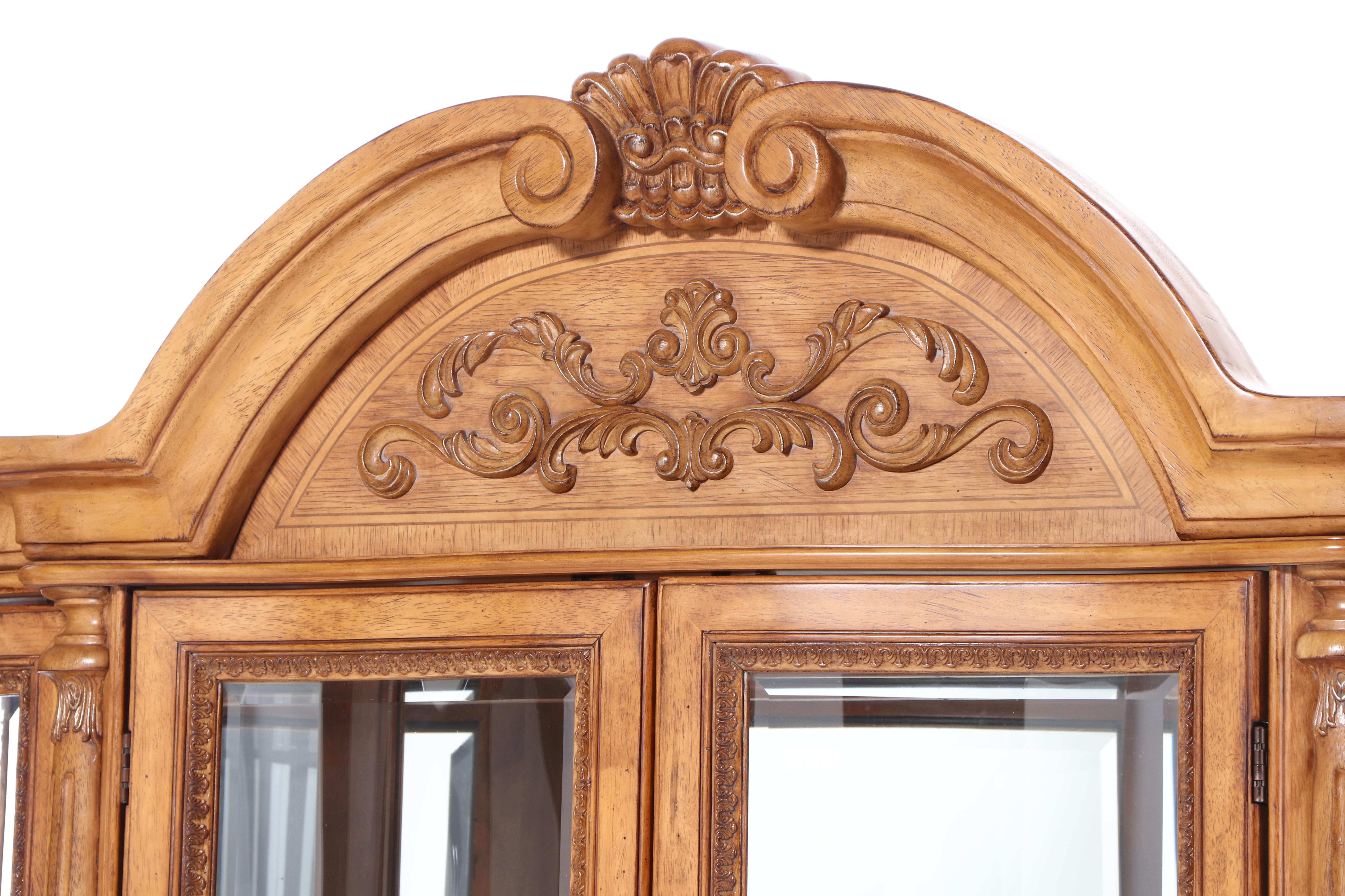 Baroque Style Two-Piece Illuminated China Cabinet