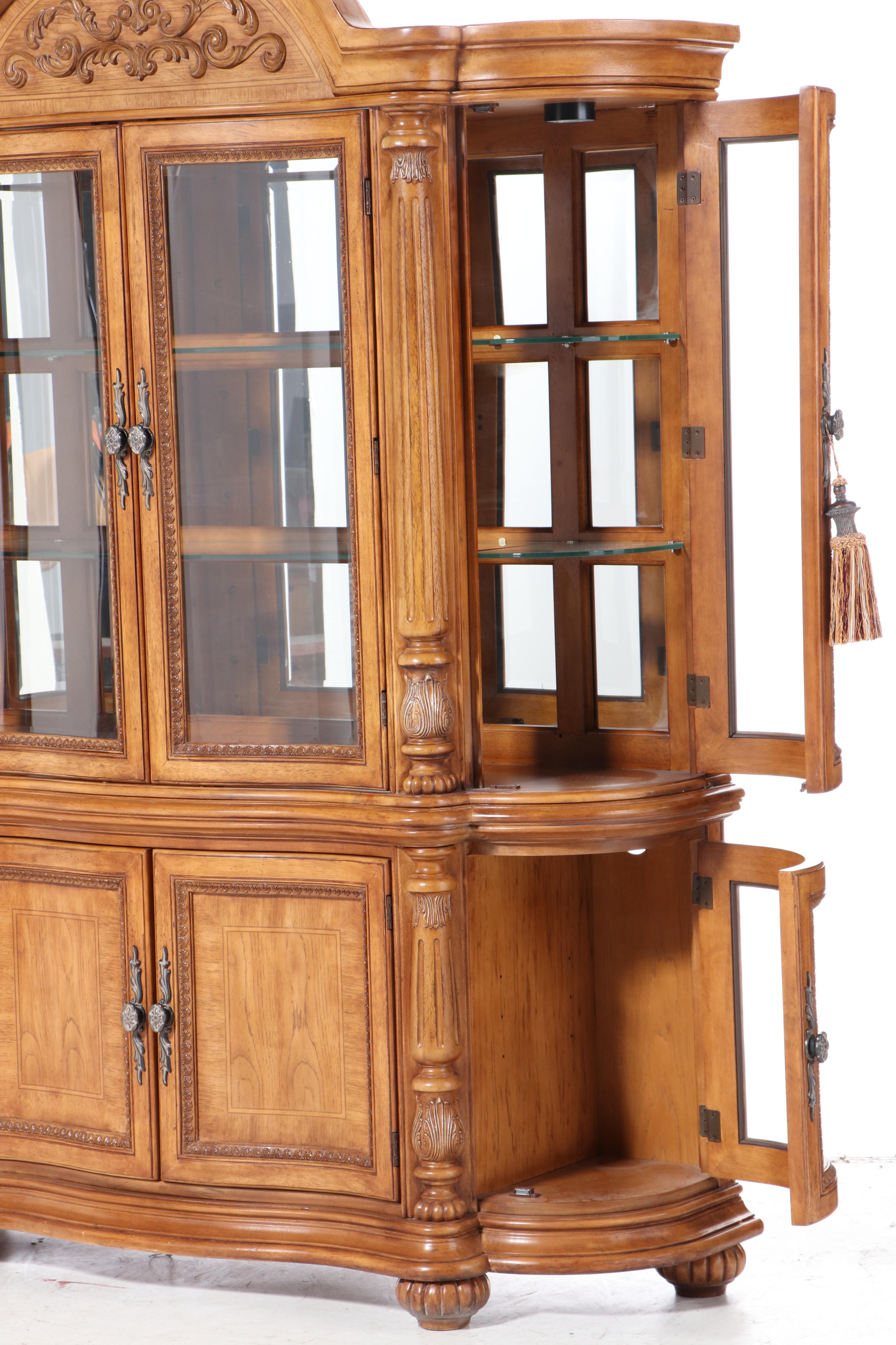 Baroque Style Two-Piece Illuminated China Cabinet