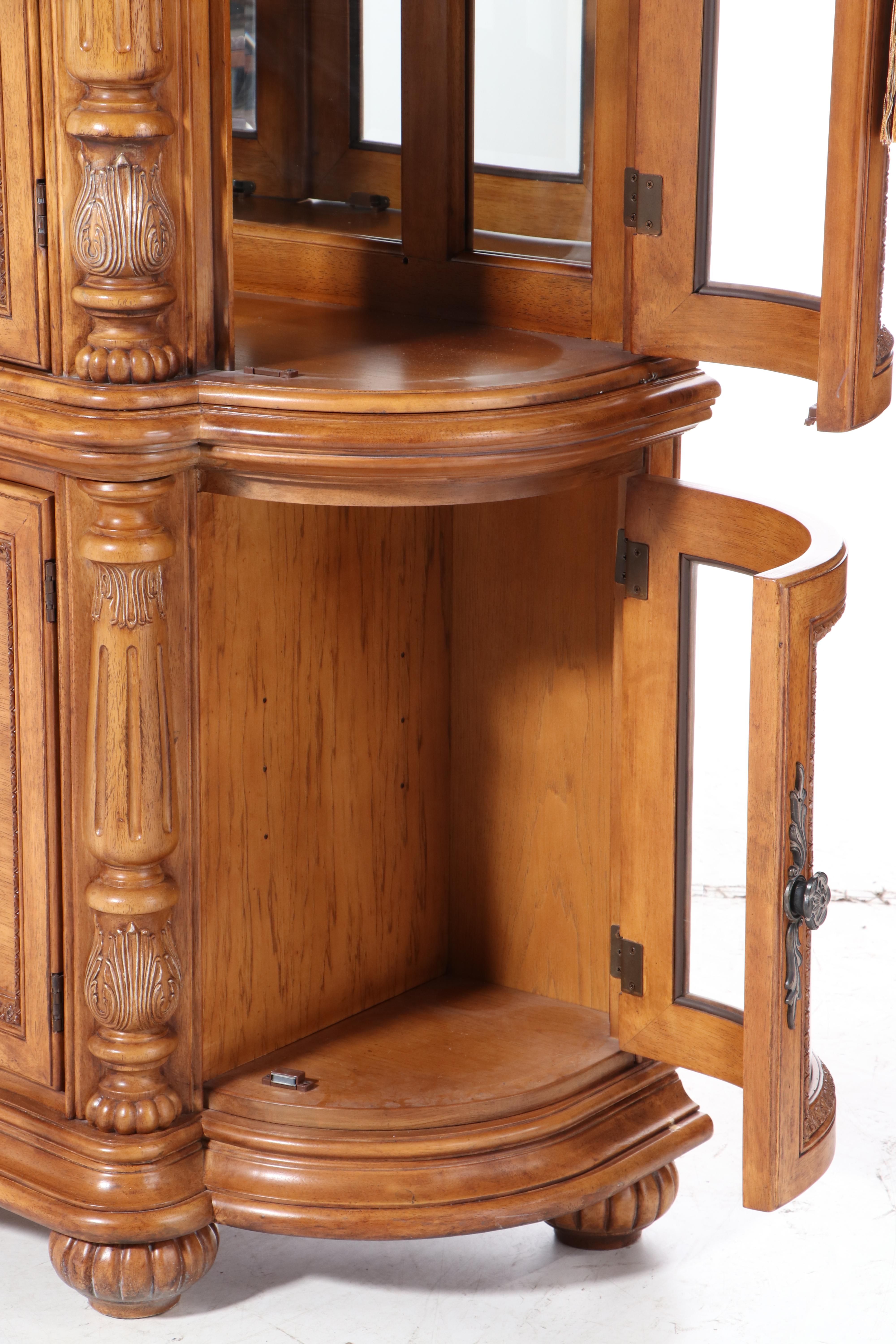 Baroque Style Two-Piece Illuminated China Cabinet