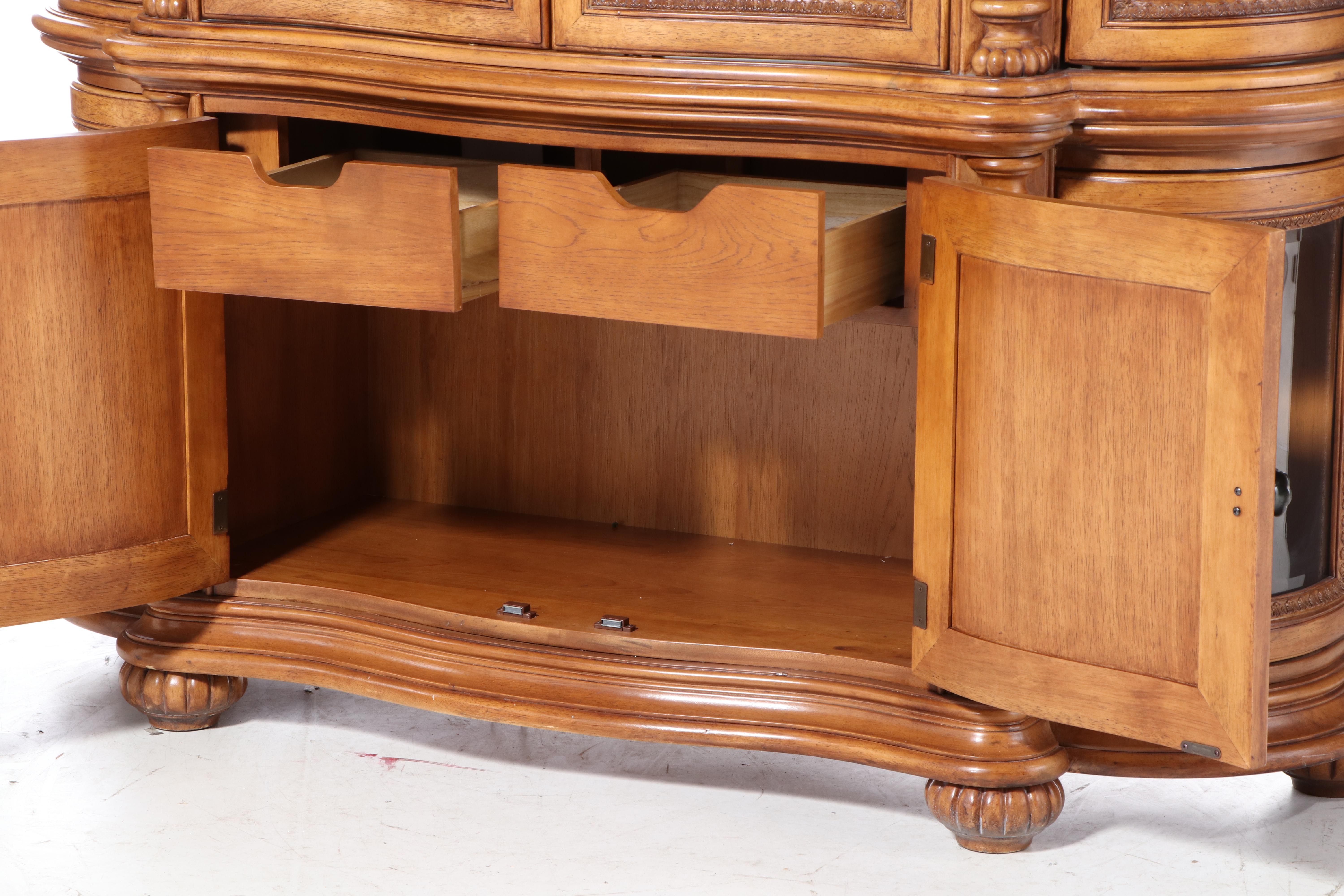 Baroque Style Two-Piece Illuminated China Cabinet