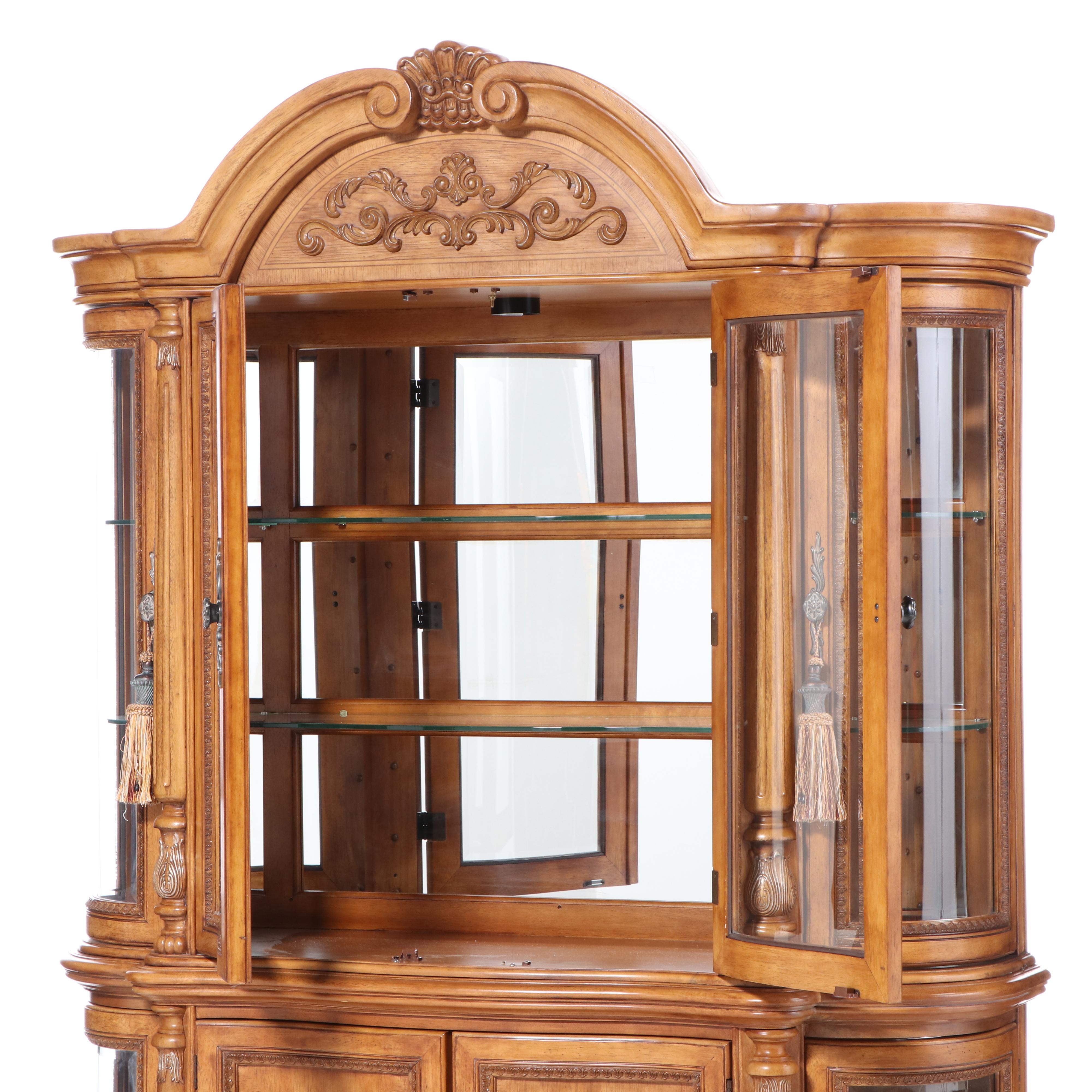 Baroque Style Two-Piece Illuminated China Cabinet