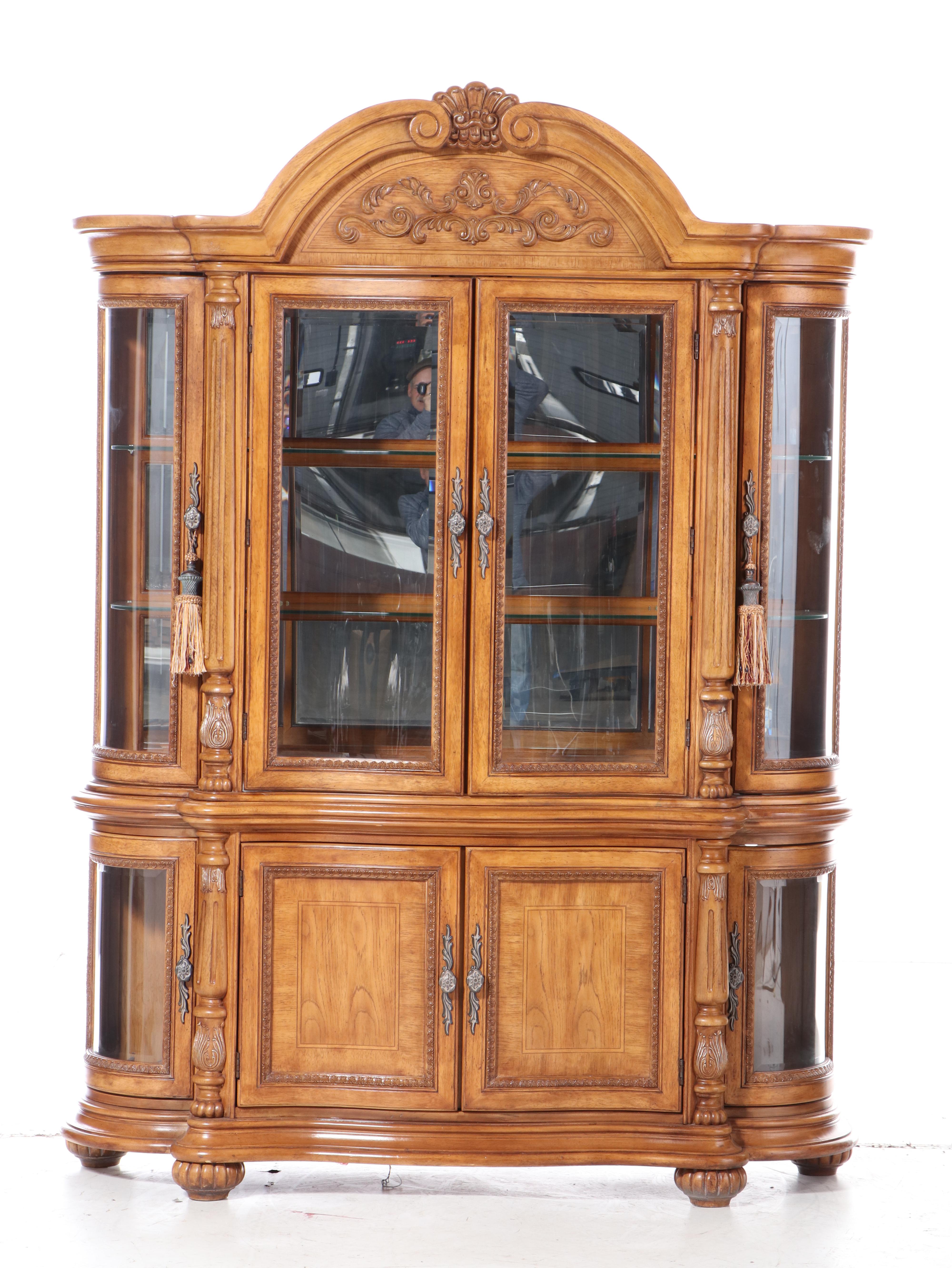Baroque Style Two-Piece Illuminated China Cabinet