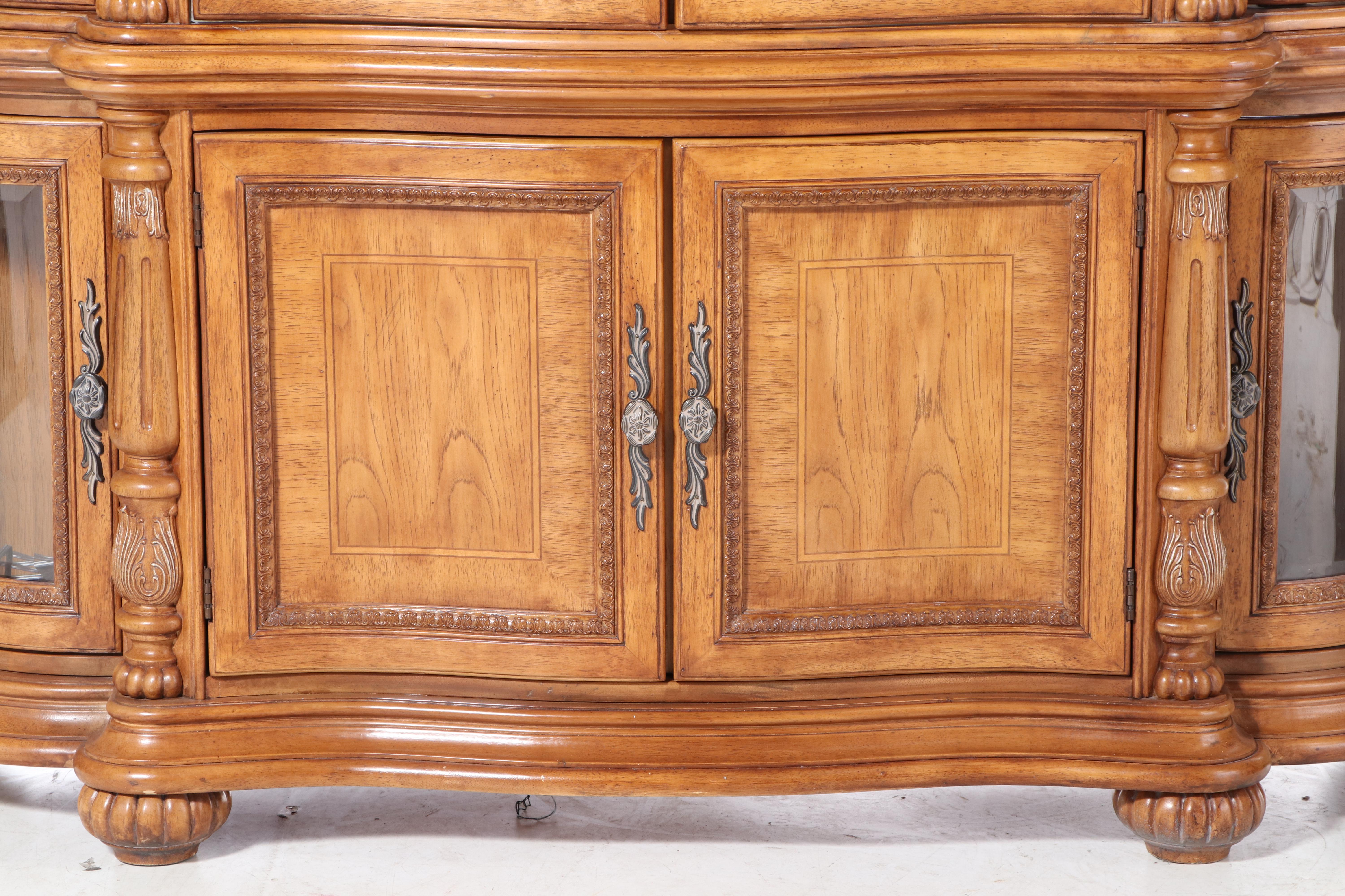 Baroque Style Two-Piece Illuminated China Cabinet