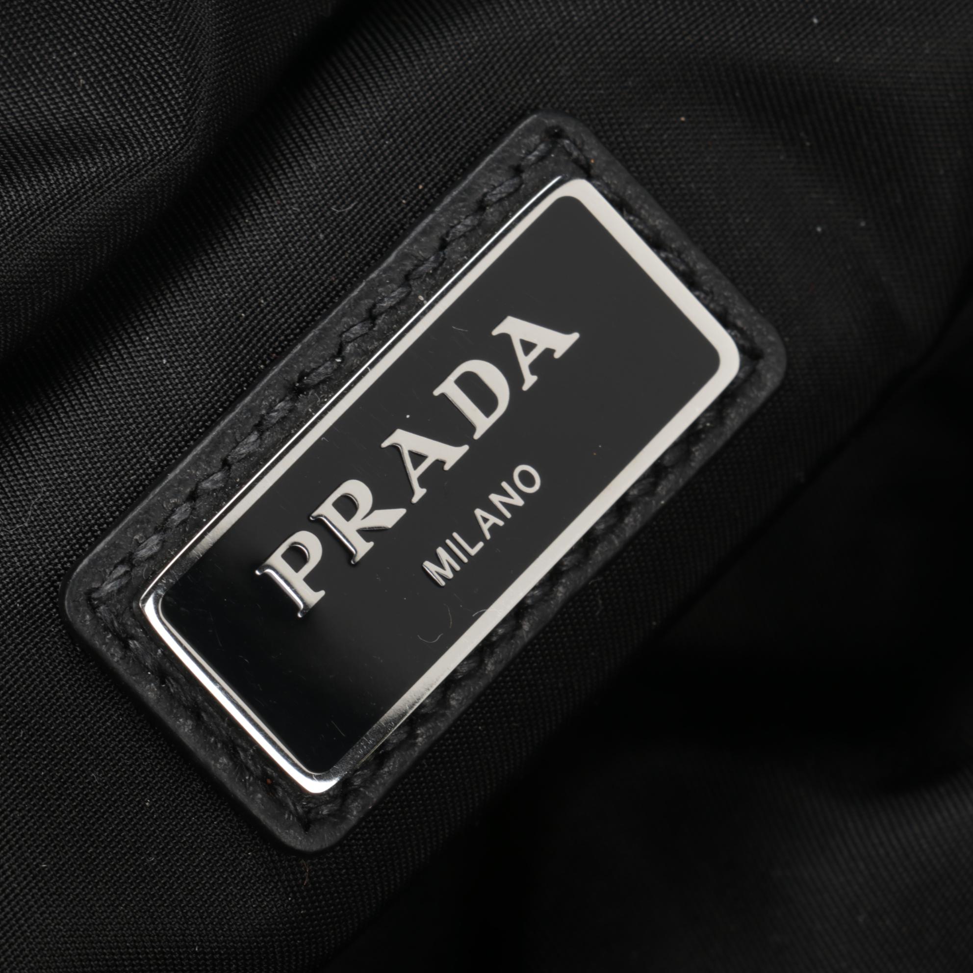 Prada Belt Bag in Printed Leather and Black Tessuto Nylon