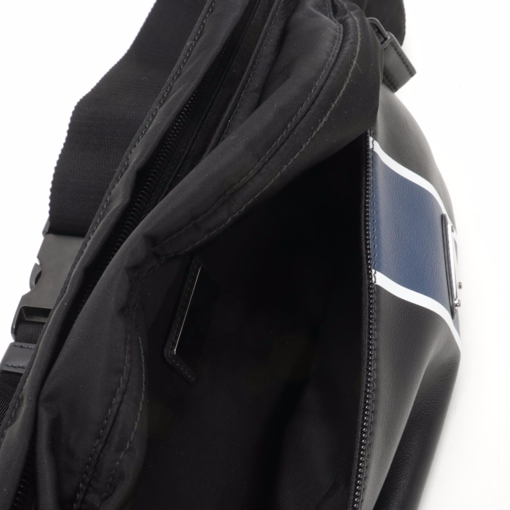 Prada Belt Bag in Printed Leather and Black Tessuto Nylon