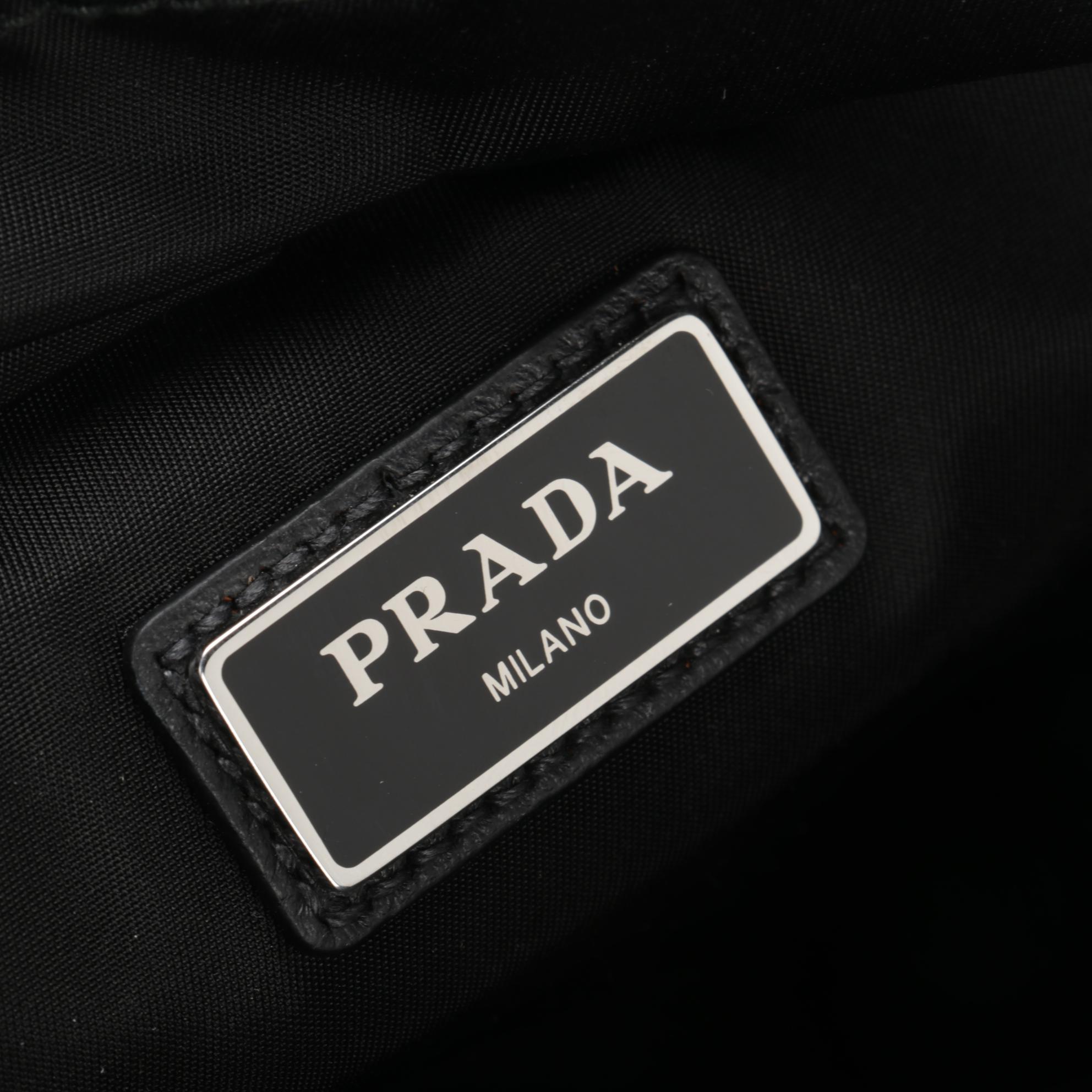 Prada Belt Bag in Printed Leather and Black Tessuto Nylon