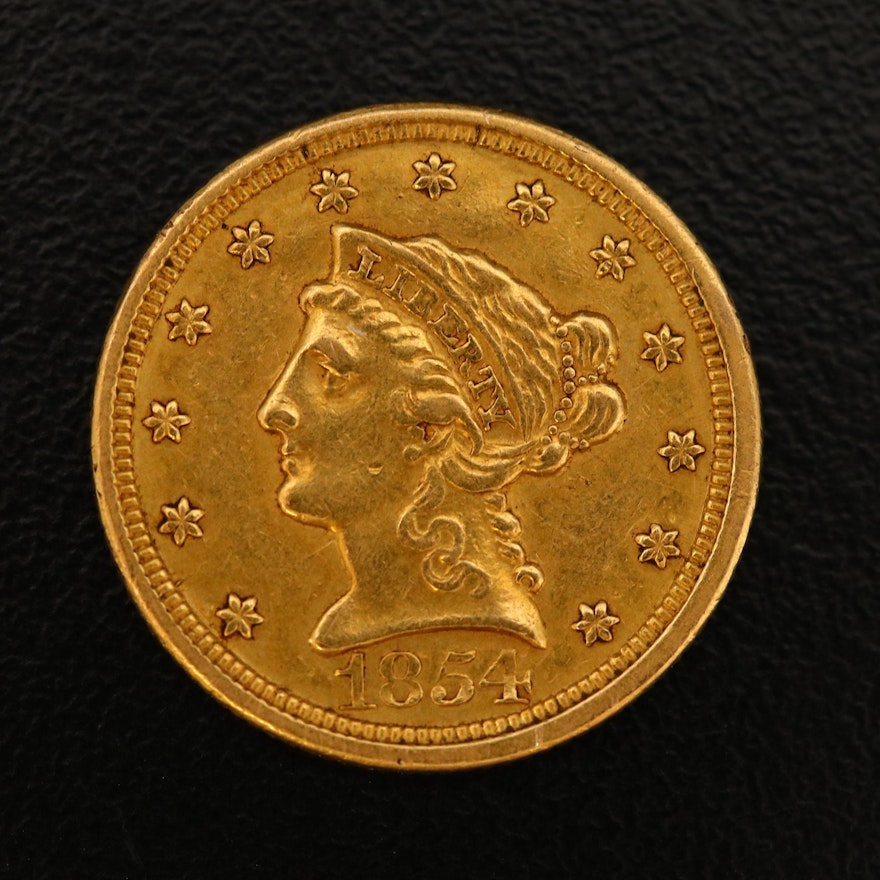 1854-O Liberty $2.50 Gold Quarter Eagle