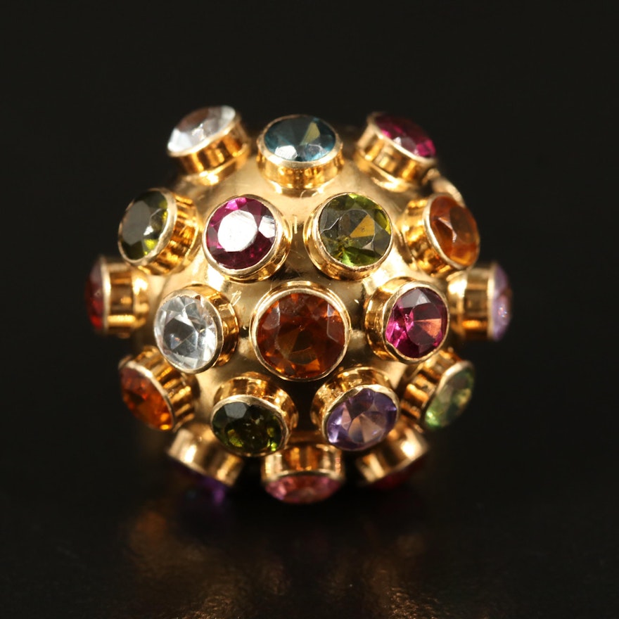 18K Sputnik Ring with Mixed Gemstones