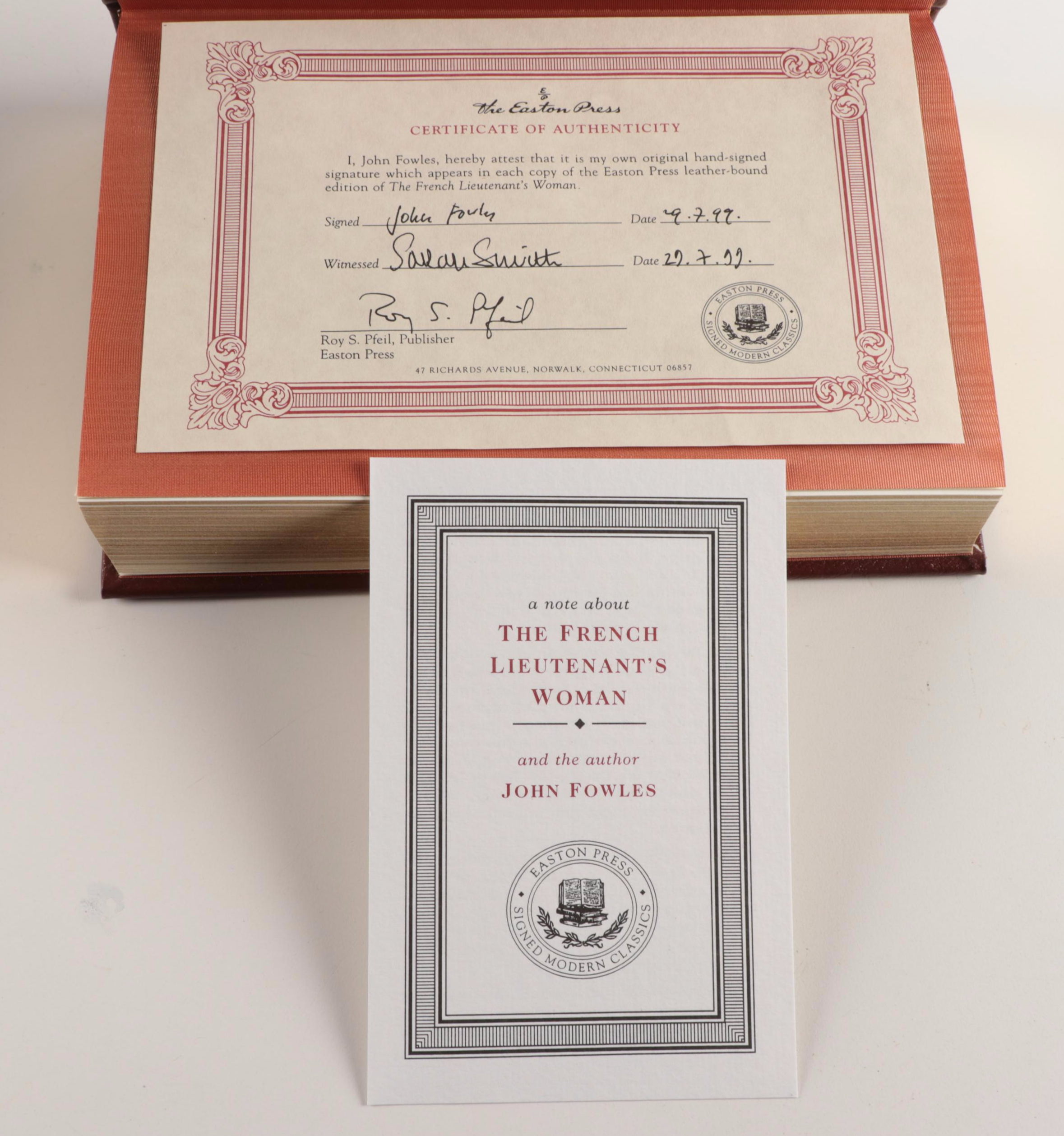 Signed Easton Press Edition Books Including "The French Lieutenant's Woman"
