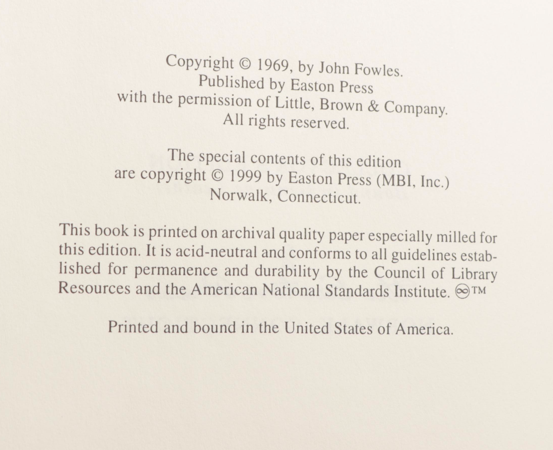 Signed Easton Press Edition Books Including "The French Lieutenant's Woman"