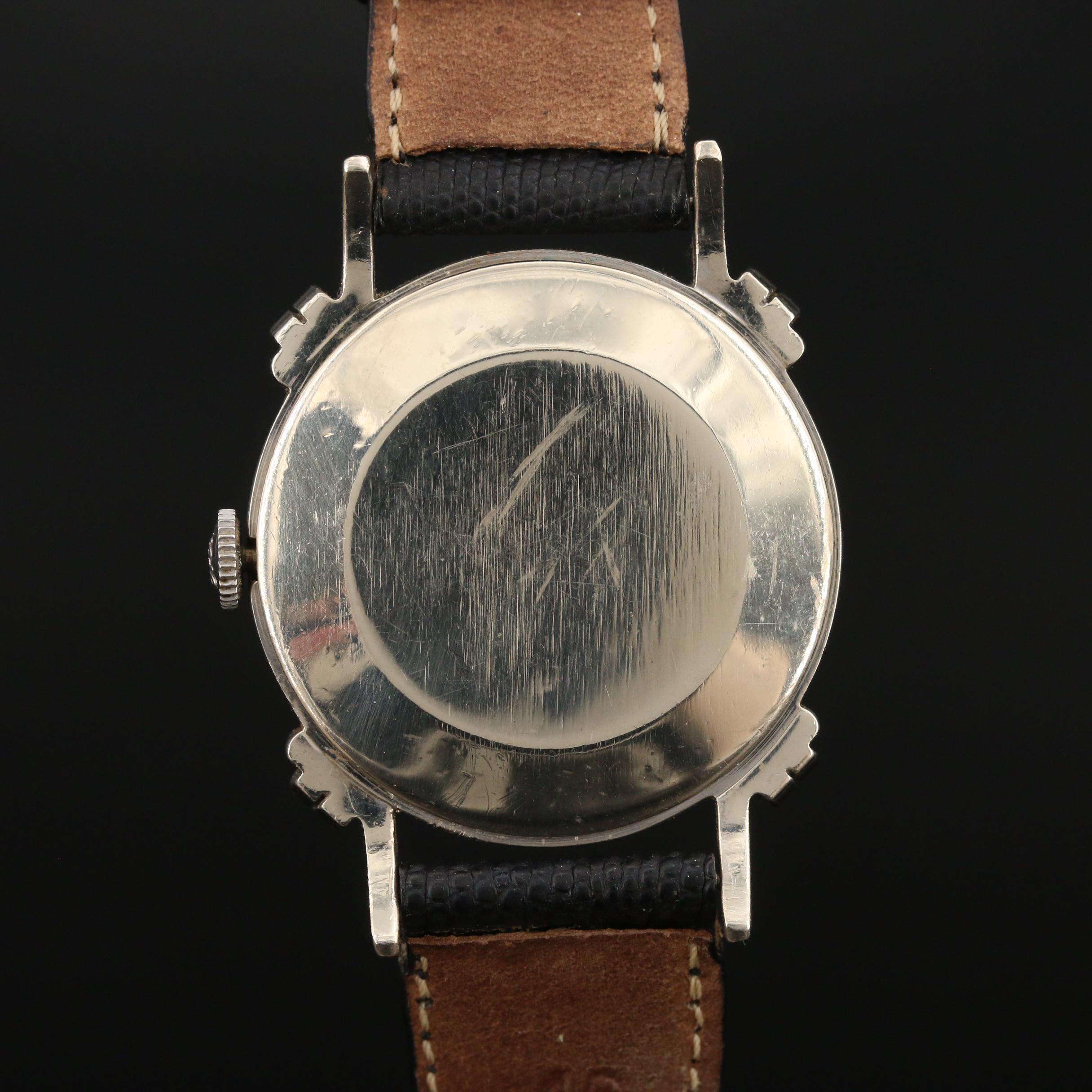 1949 Longines Anniversary 14K White Gold and Diamond Stem Wind Watch