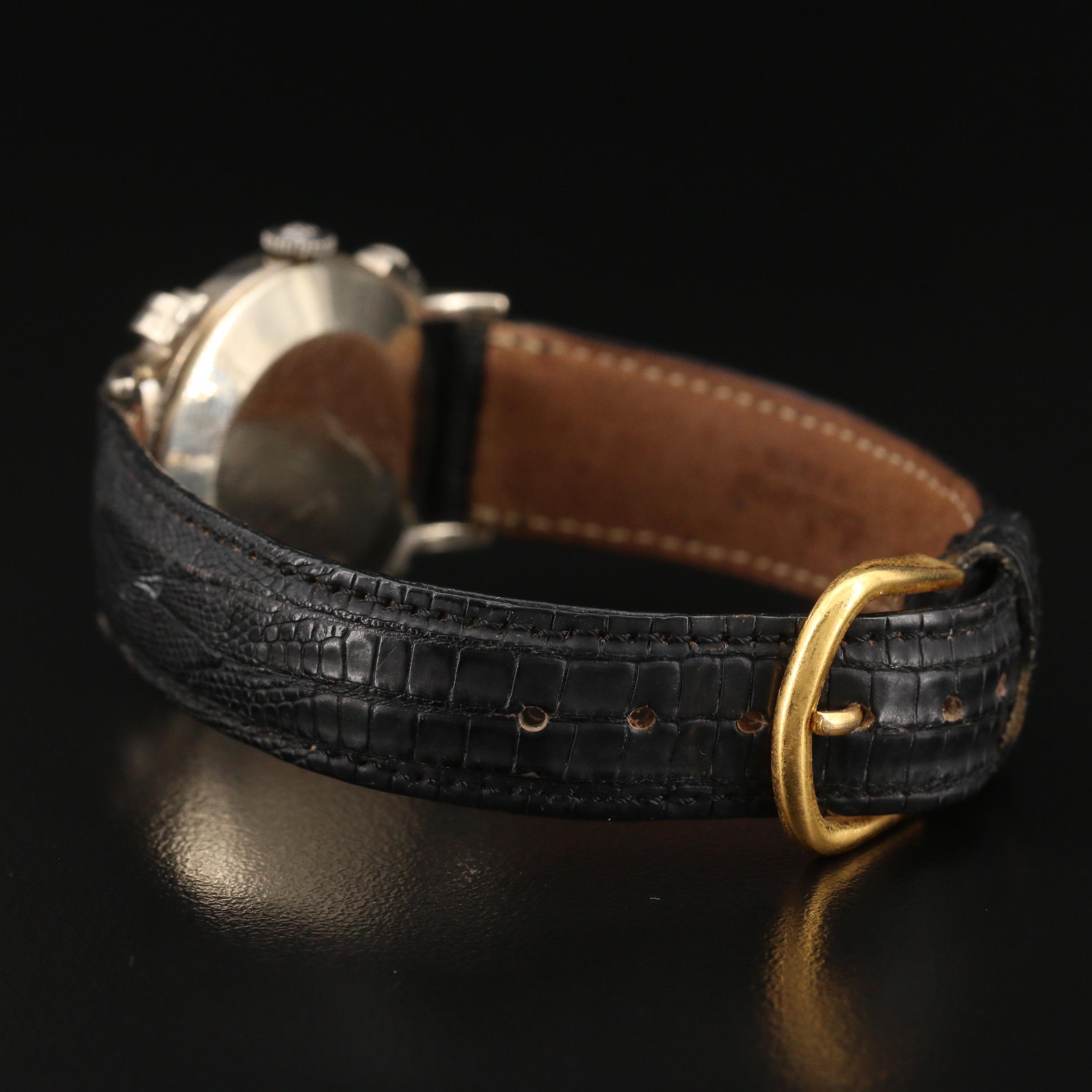 1949 Longines Anniversary 14K White Gold and Diamond Stem Wind Watch