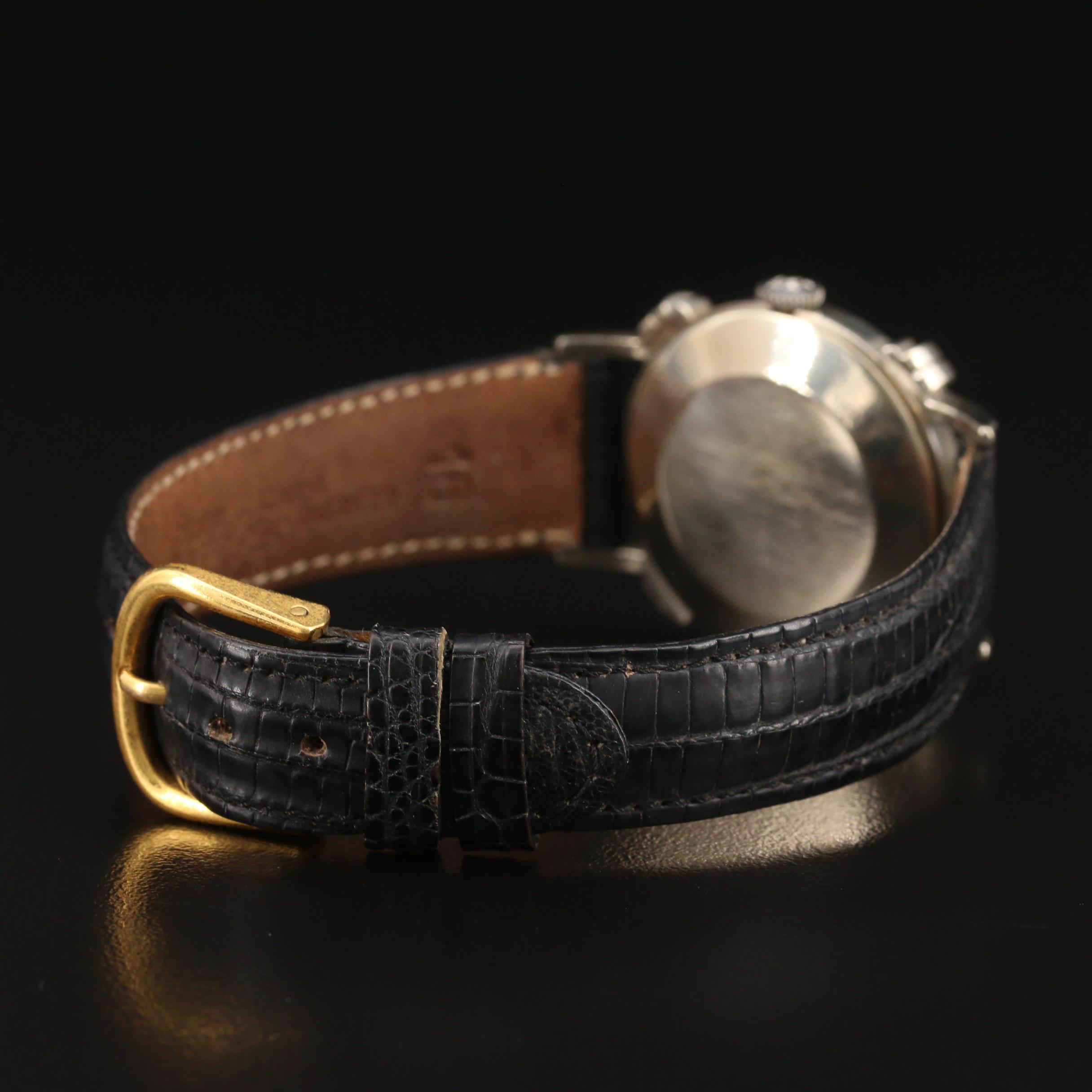 1949 Longines Anniversary 14K White Gold and Diamond Stem Wind Watch