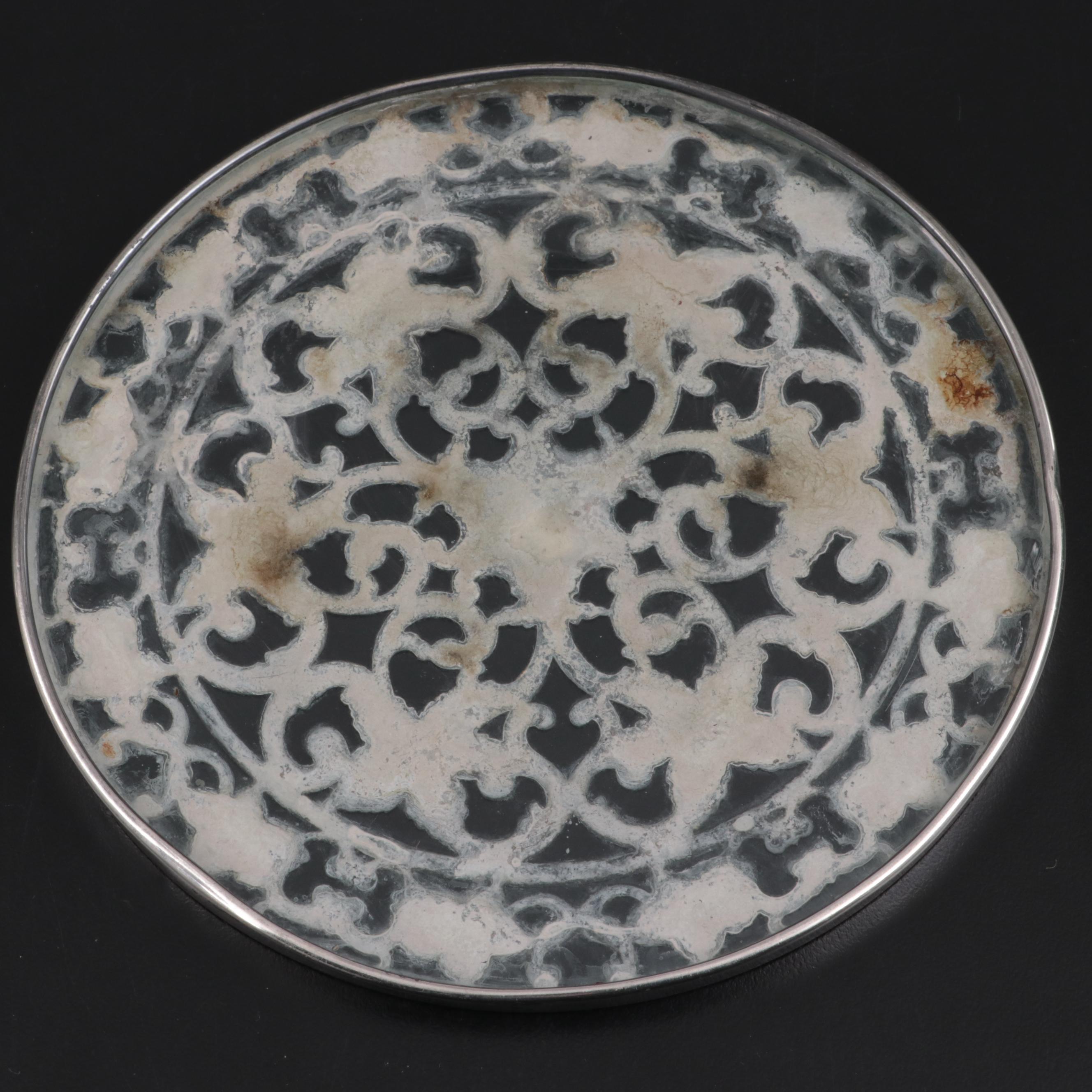 Gorham Sterling and Glass Coasters Other Trivet and Silver Plate Seafood Forks