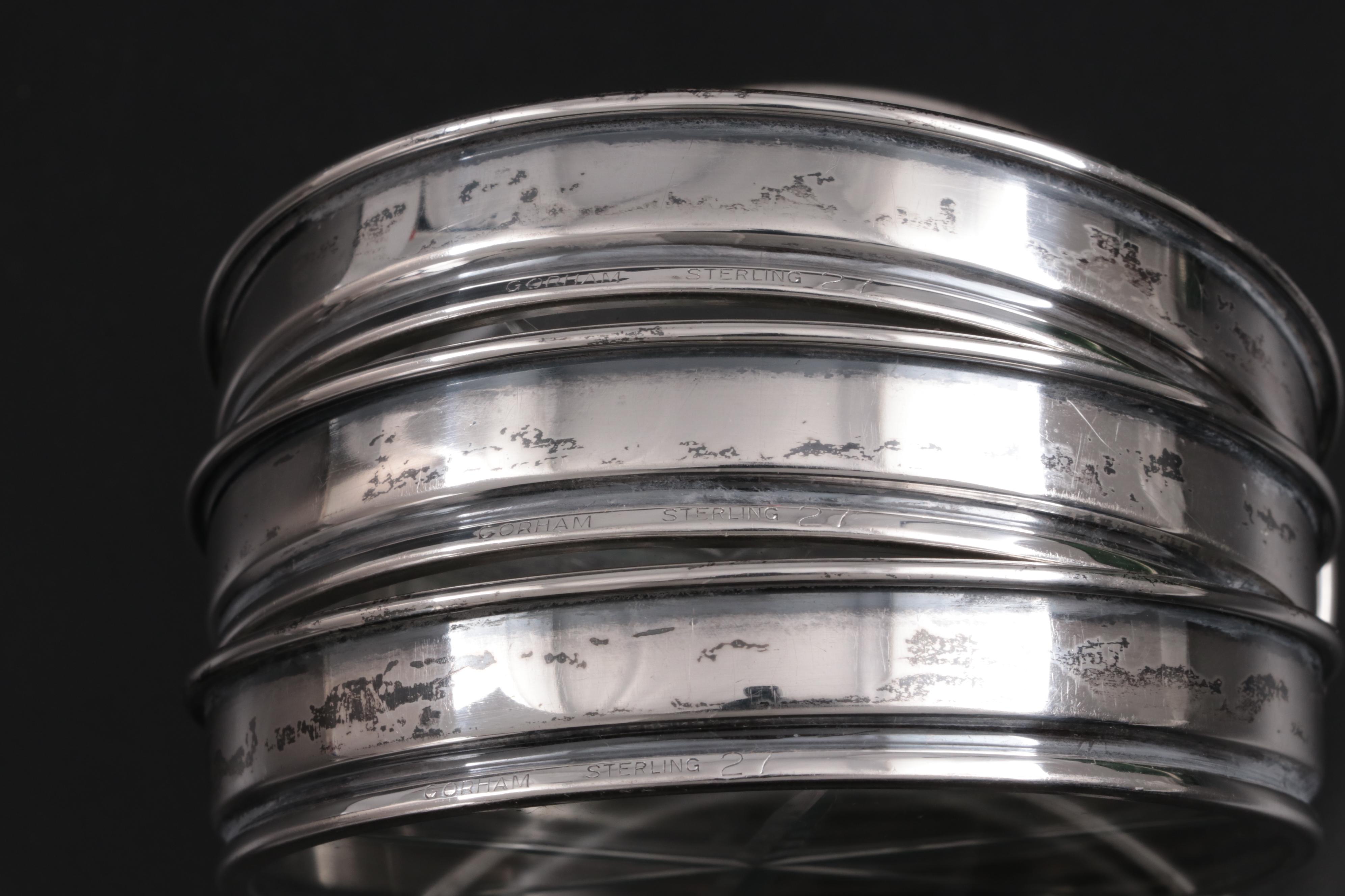 Gorham Sterling and Glass Coasters Other Trivet and Silver Plate Seafood Forks