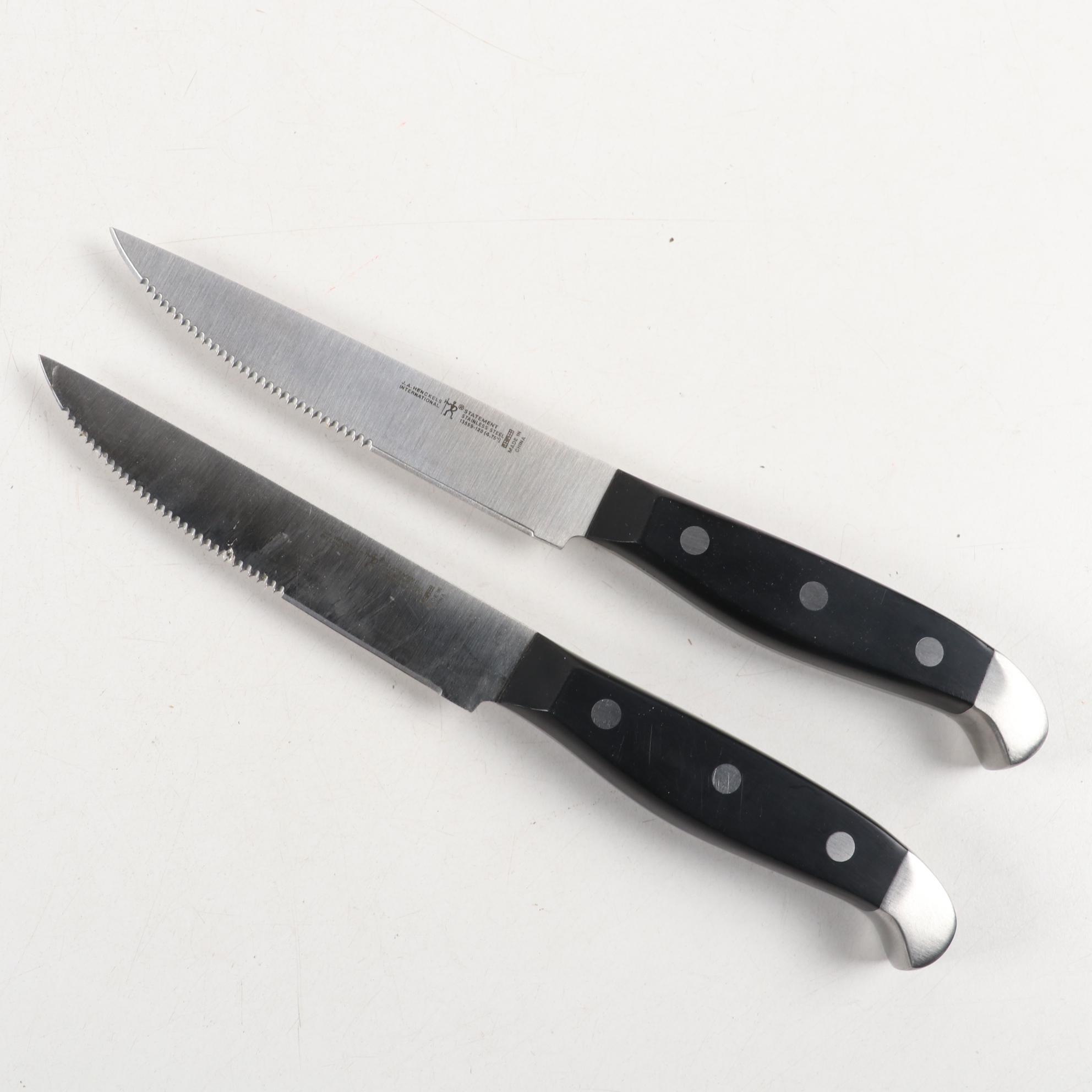 J.A. Henckels Stainless Steel Knives and Block Holder