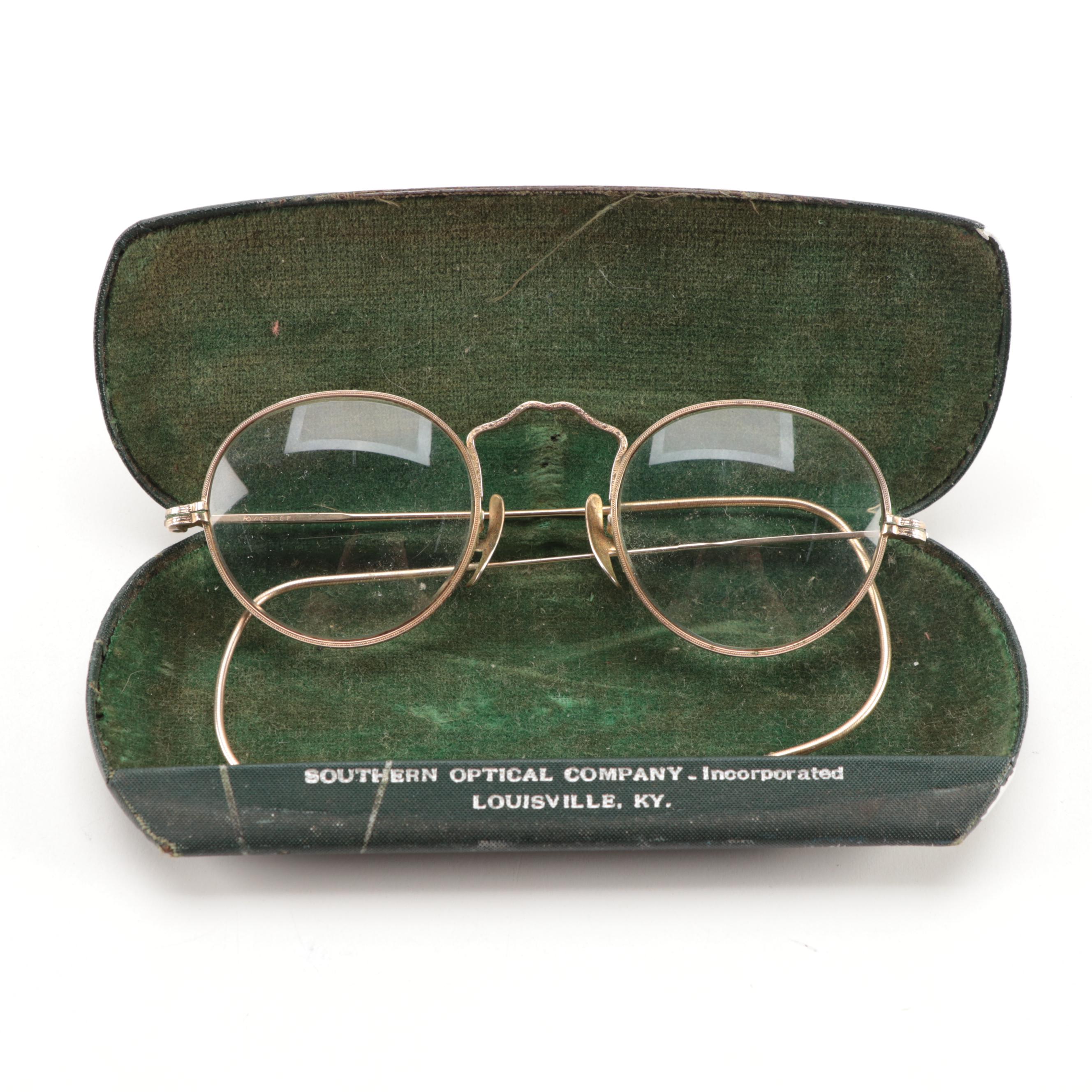 Southern Optical Company 12K Gold Filled Eye Glasses with Case