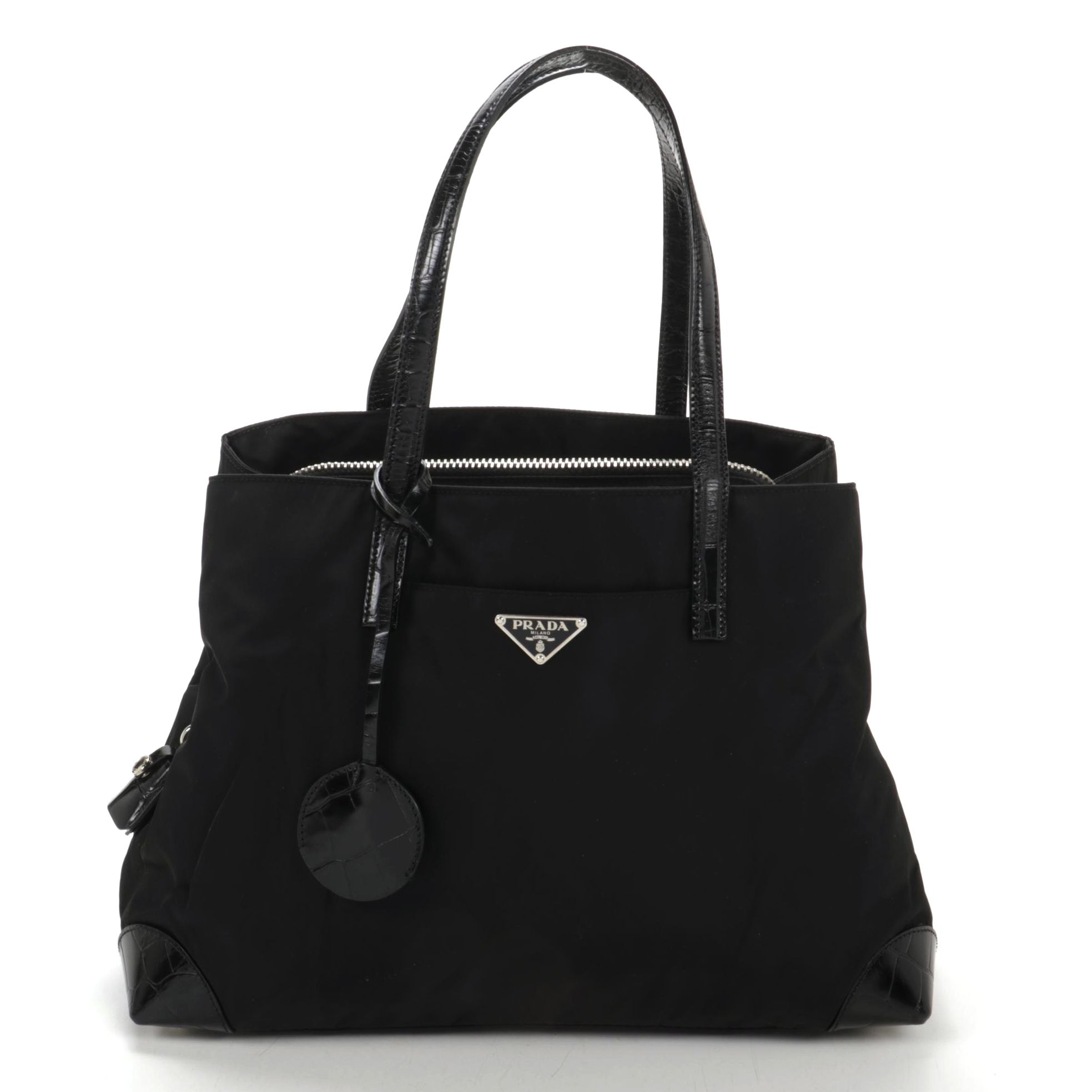 Prada Tote in Black Tessuto Nylon and St. Cocco Leather
