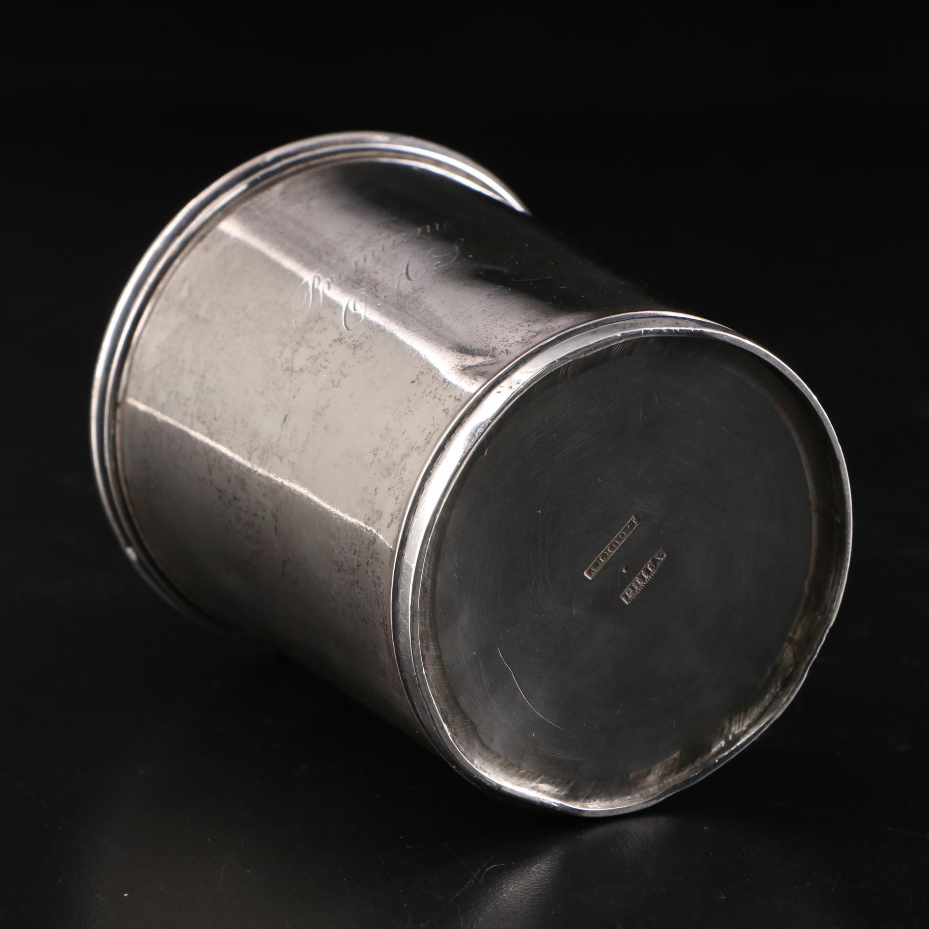 John Curry Coin Silver Mint Julep Cup with Silver Plate Serveware