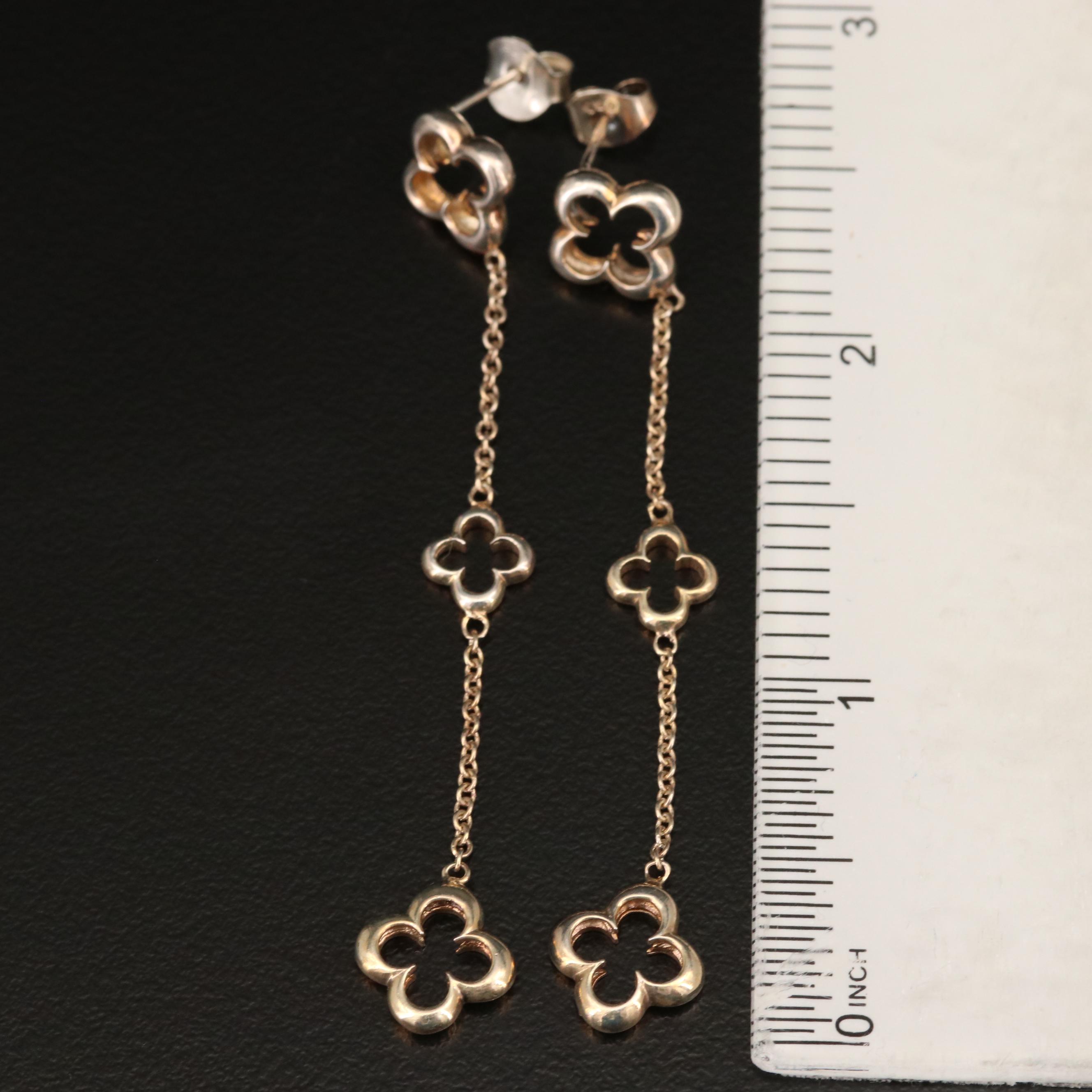 Heidi Klum Sterling Silver Quatrefoil Station Necklace and Drop Earrings