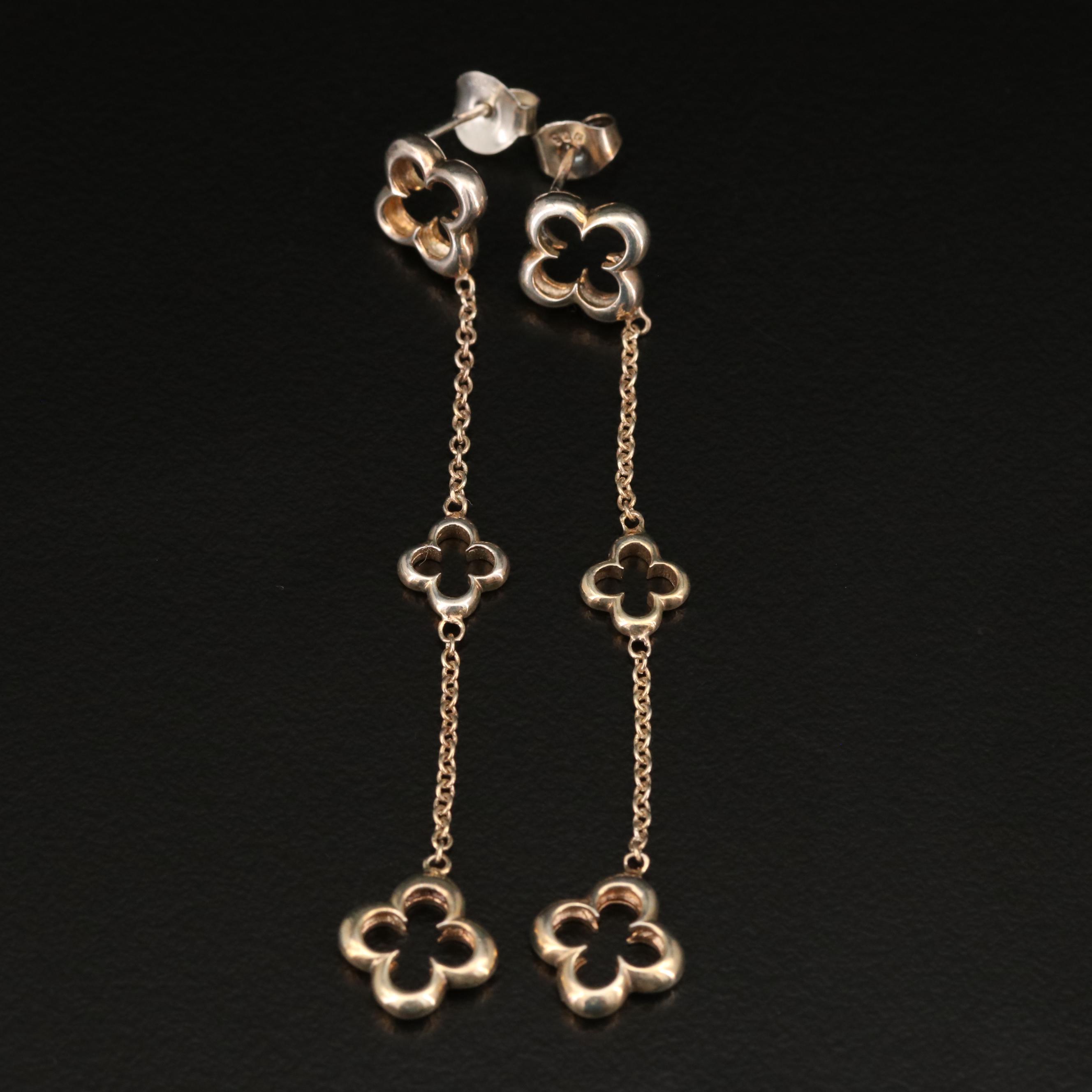 Heidi Klum Sterling Silver Quatrefoil Station Necklace and Drop Earrings