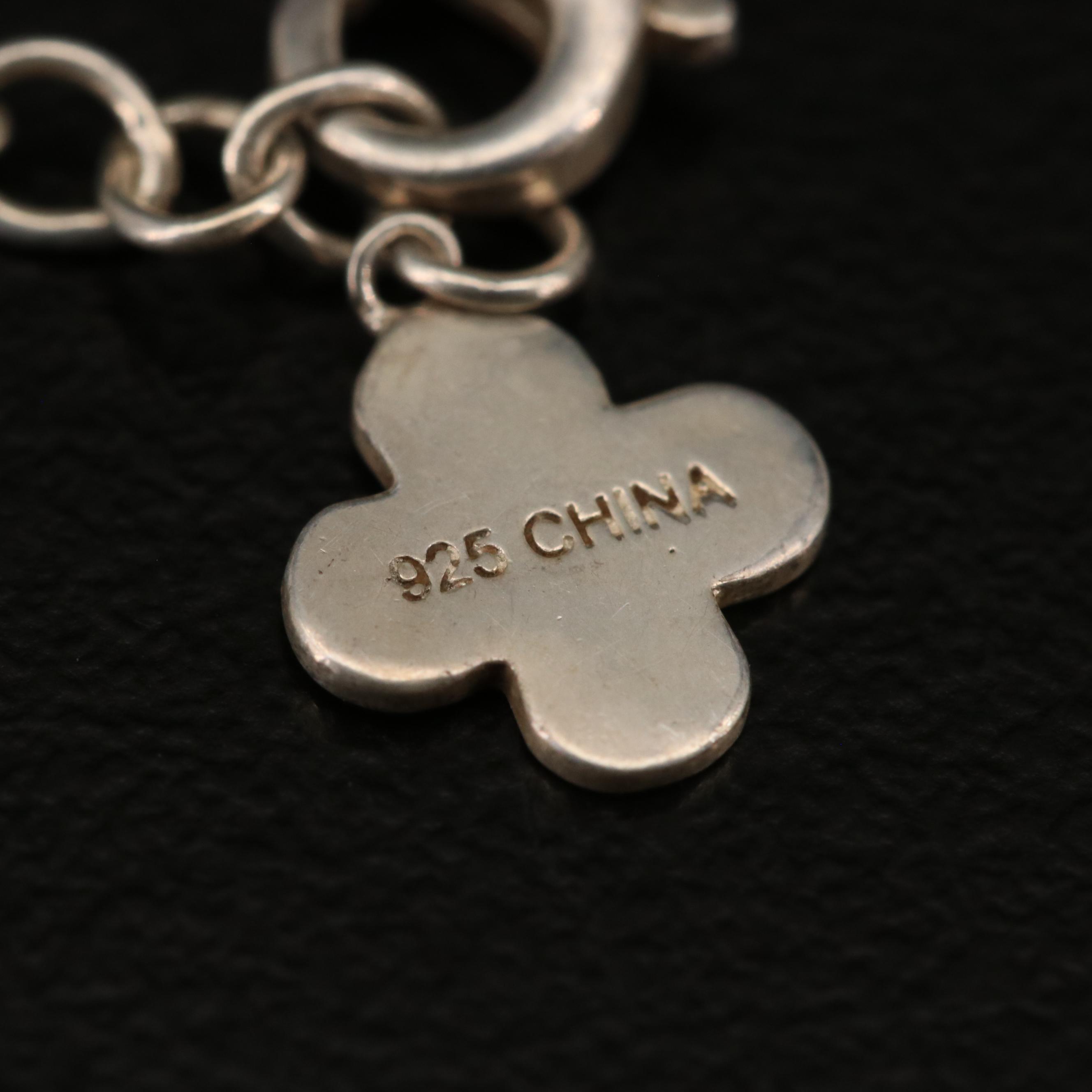 Heidi Klum Sterling Silver Quatrefoil Station Necklace and Drop Earrings