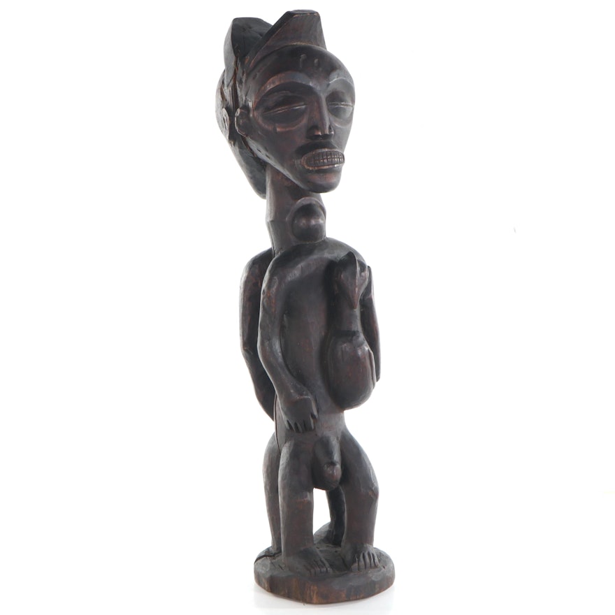 Chokwe Style Double Figure with Bird, Central Africa