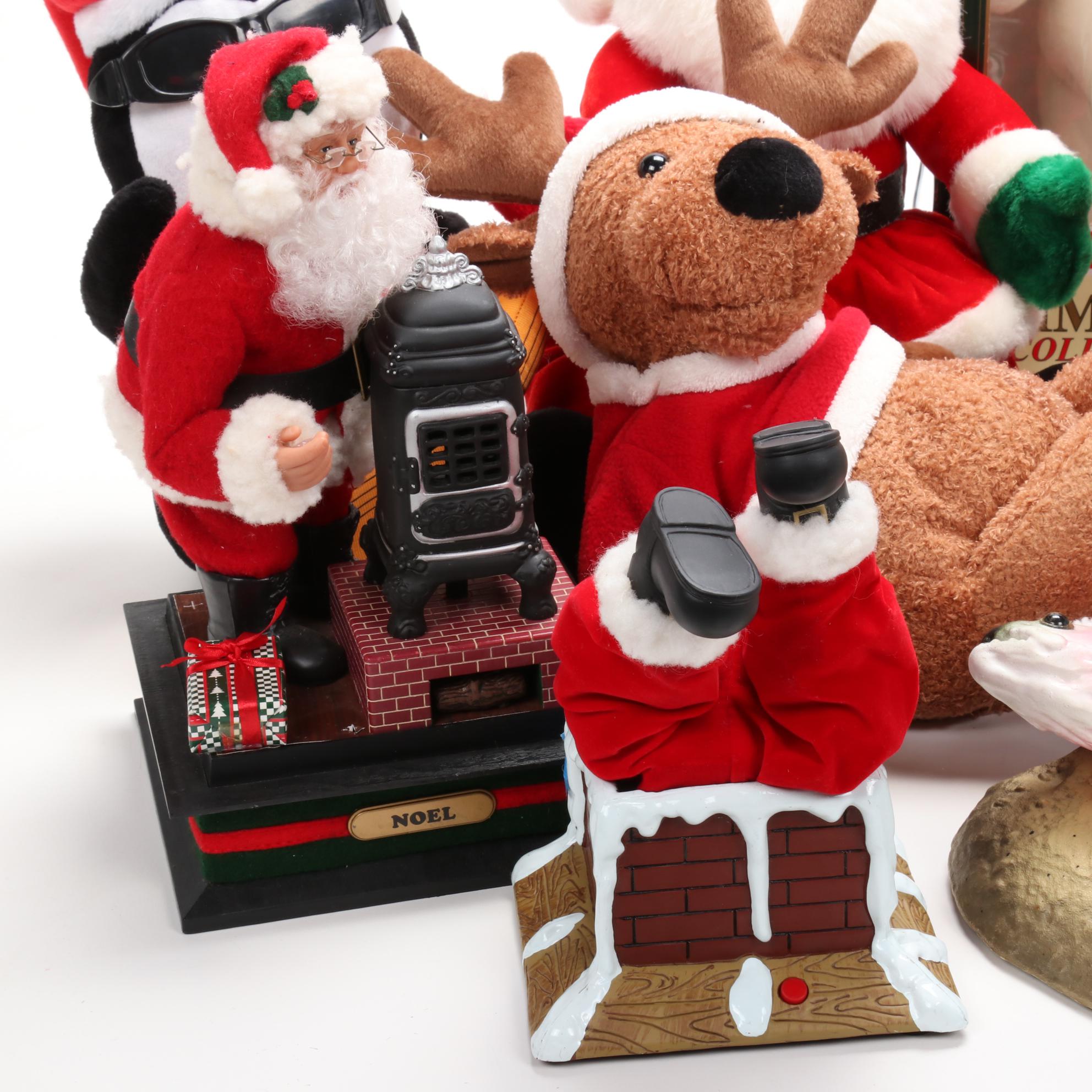 Christmas-Themed Animated Santa Toys and Decor Including Coca-Cola Polar Bear