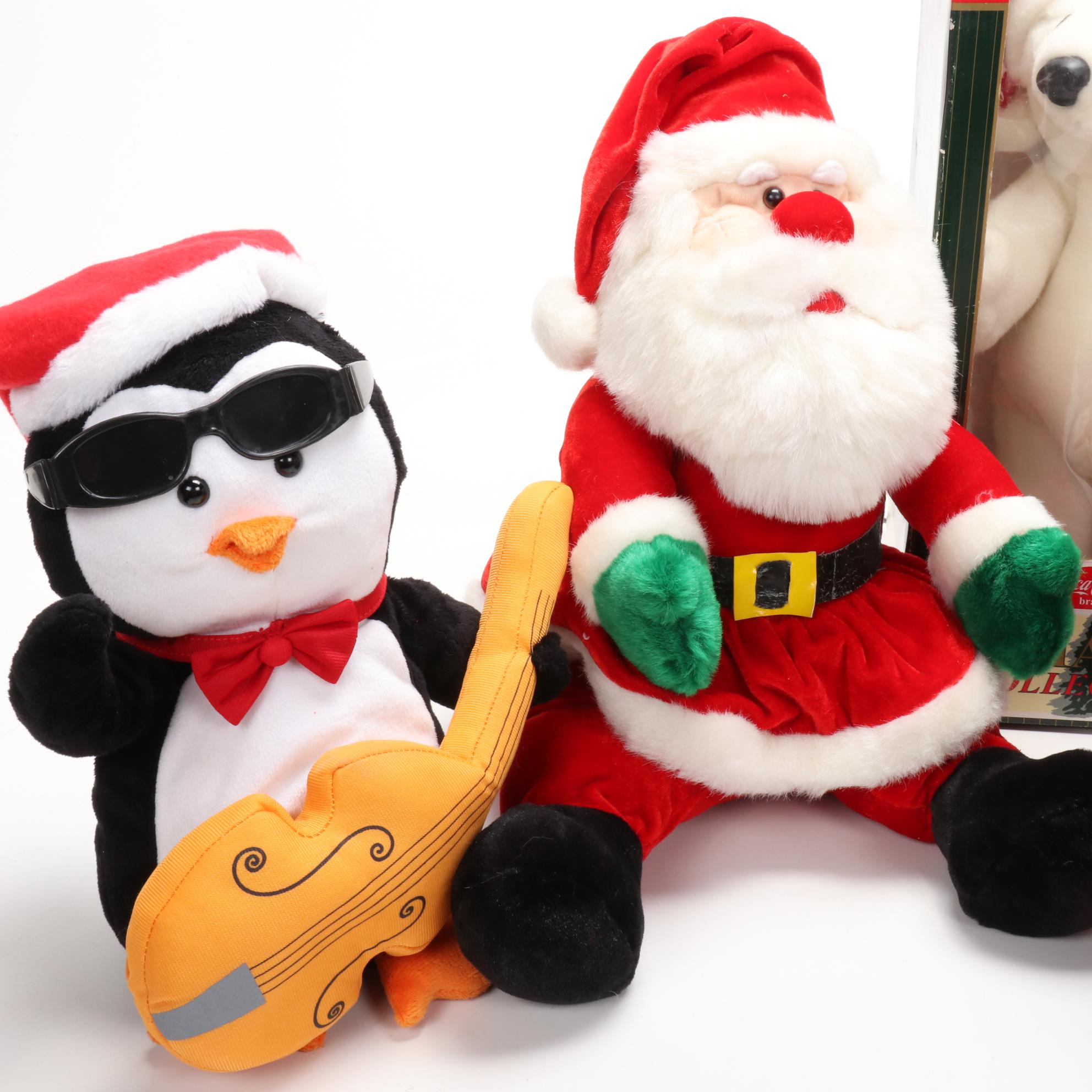Christmas-Themed Animated Santa Toys and Decor Including Coca-Cola Polar Bear