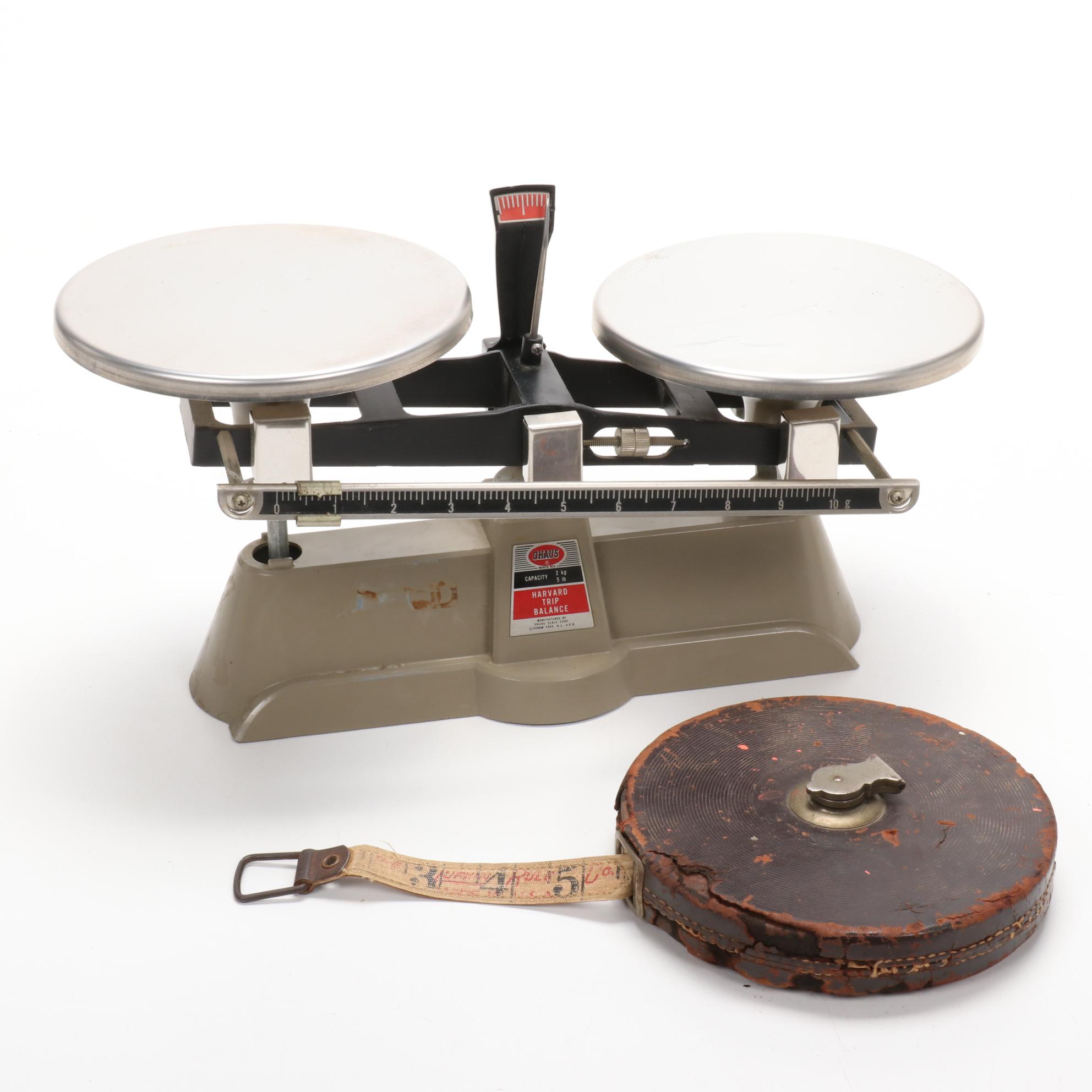 Ohaus "Harvard Trip Balance" Scale and Measuring Tape